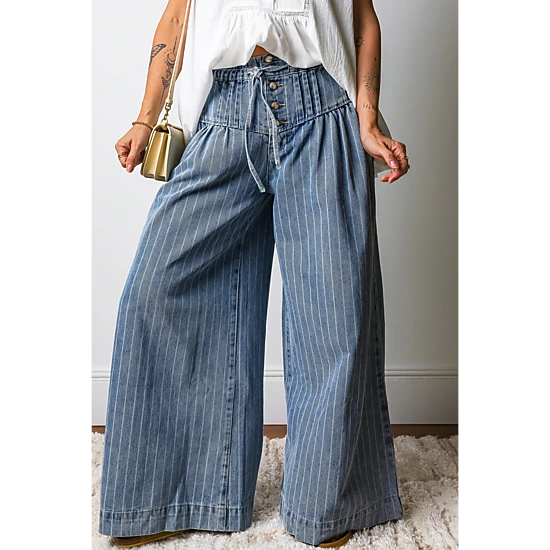 Threaded Pear Women's Sutton Casual Wide Leg Jeans