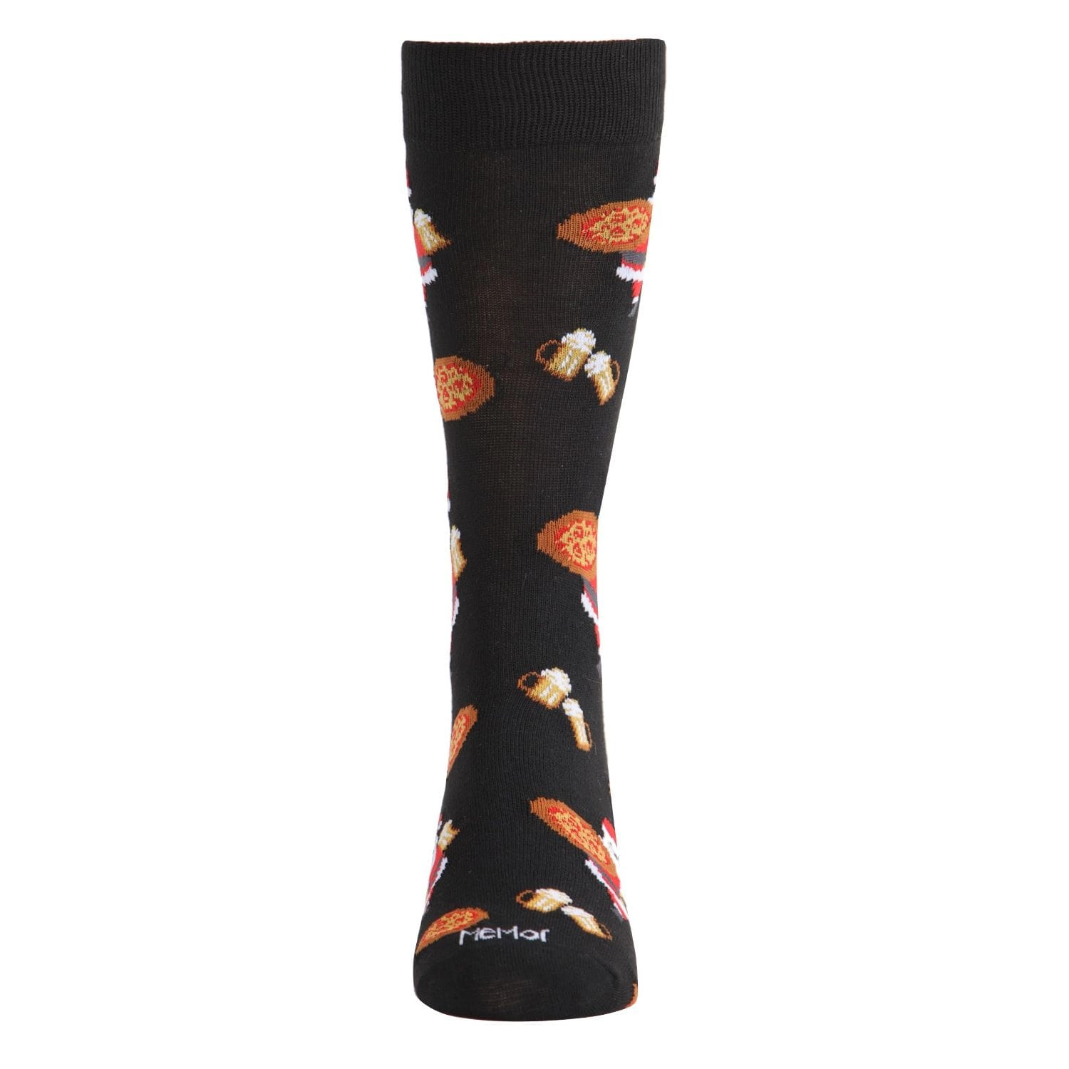 Memoi Men's Jolly Santa with Pizza and Beer Novelty Crew Socks