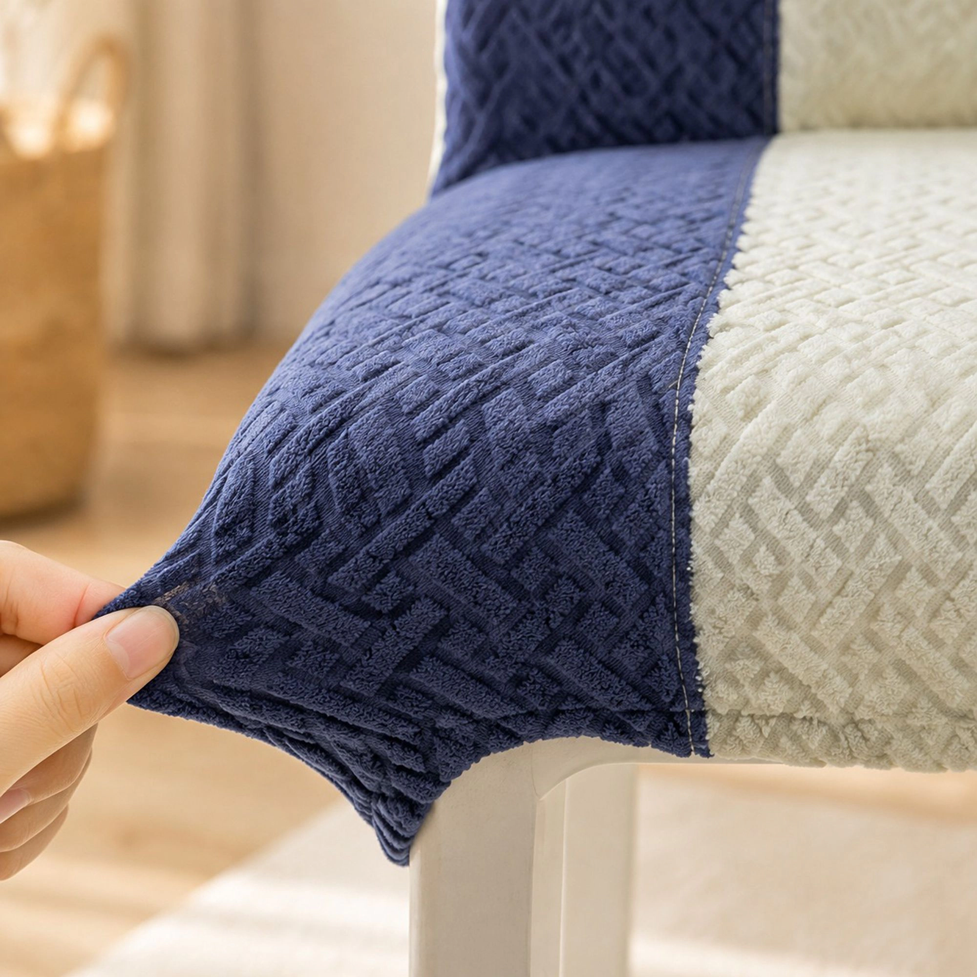 Alilang Two Tone Stretch Dining Chair Cover with Textured Jacquard Design