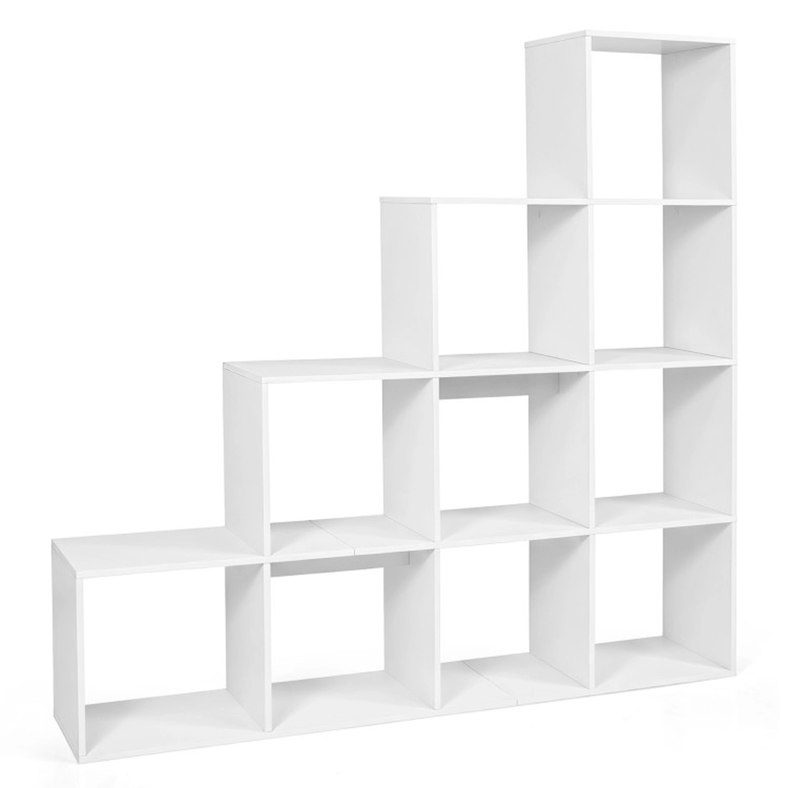 SUGIFT 4-Tier 10-Cube White 51-in Wide Open Display Bookshelf with 2 Anti-Tipping Kits for Study and Office