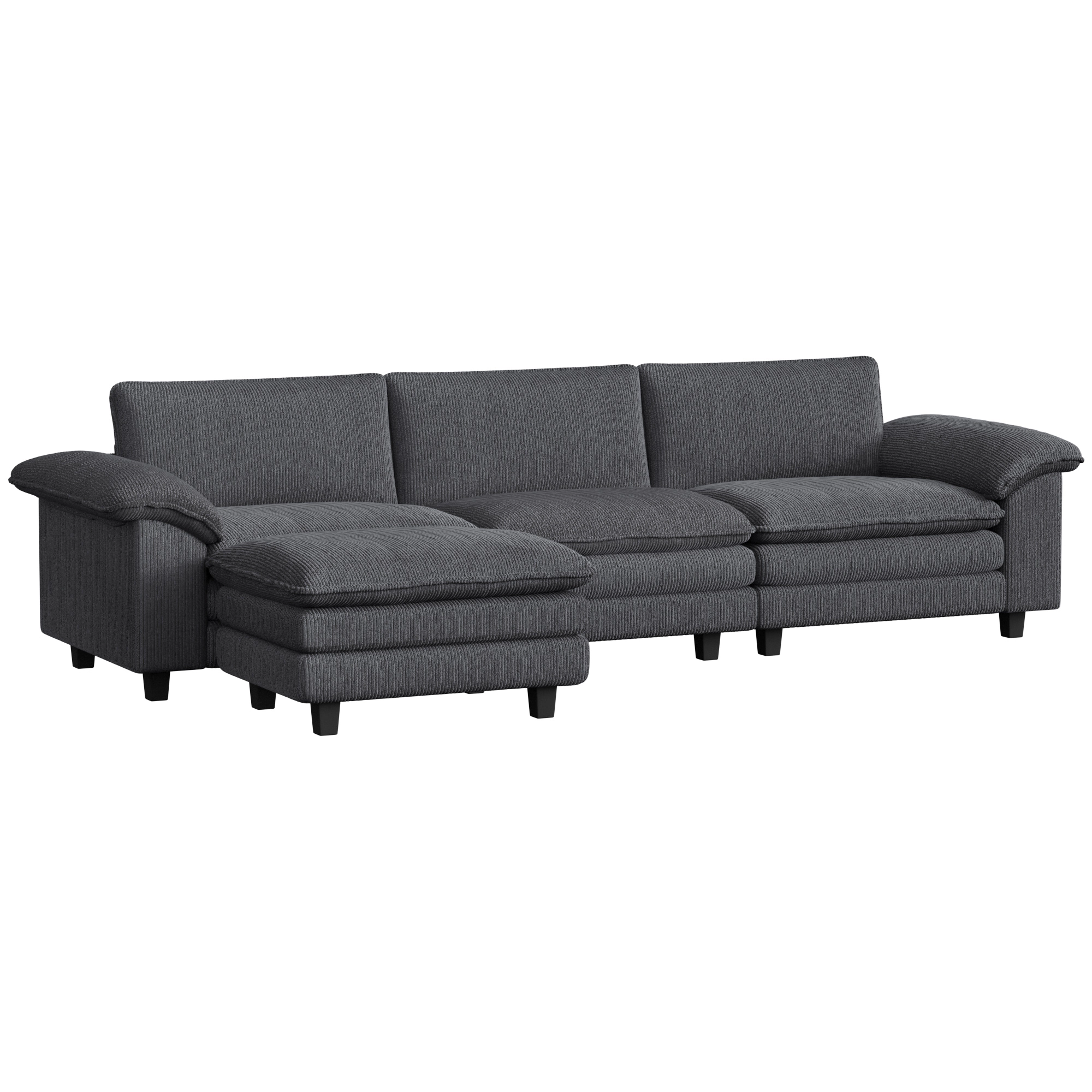 Hivvago L-Shaped Sectional Sofa With Movable Ottoman