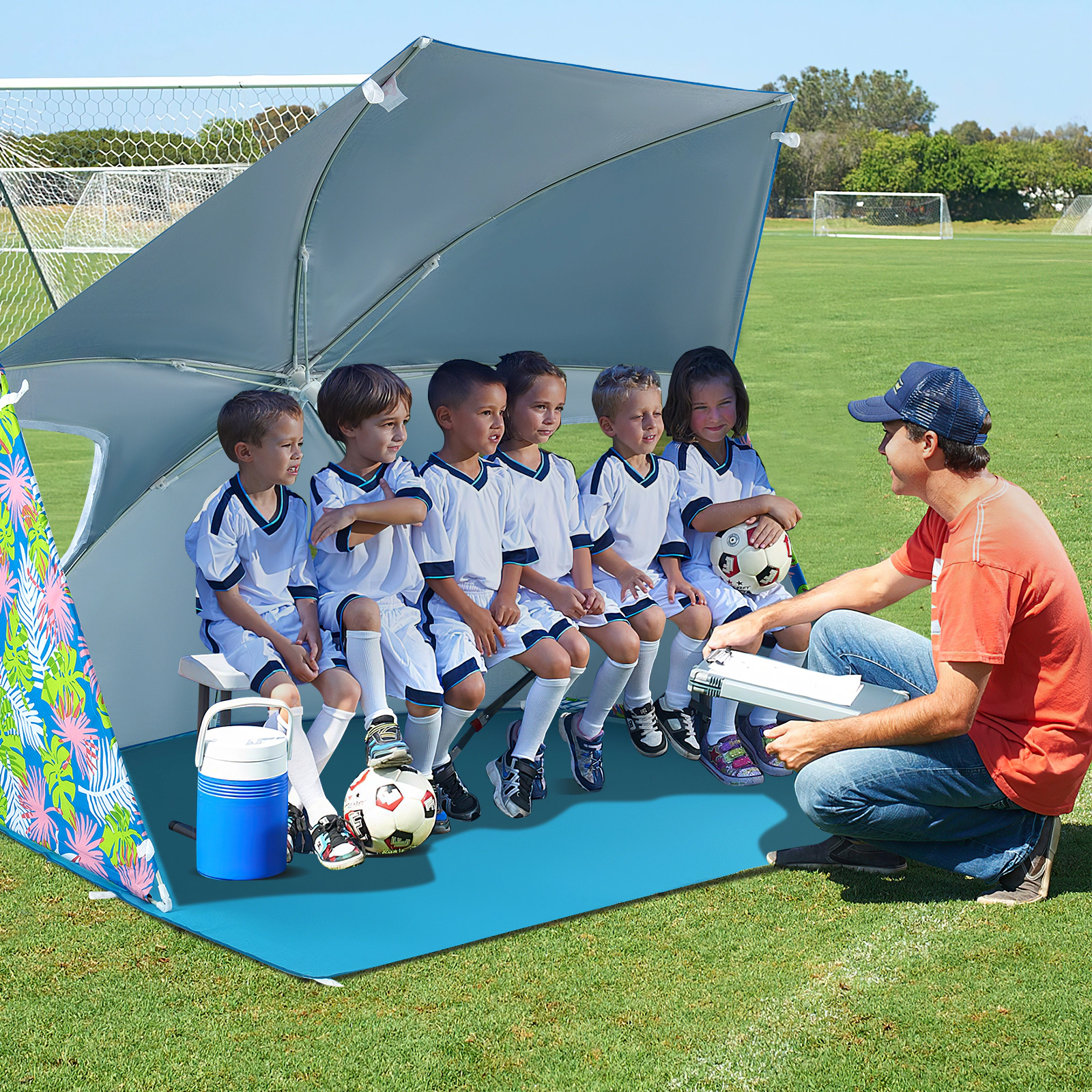 LJG UPF50+ Sun Protection Beach Umbrella Tent with Portable Carrying Bag