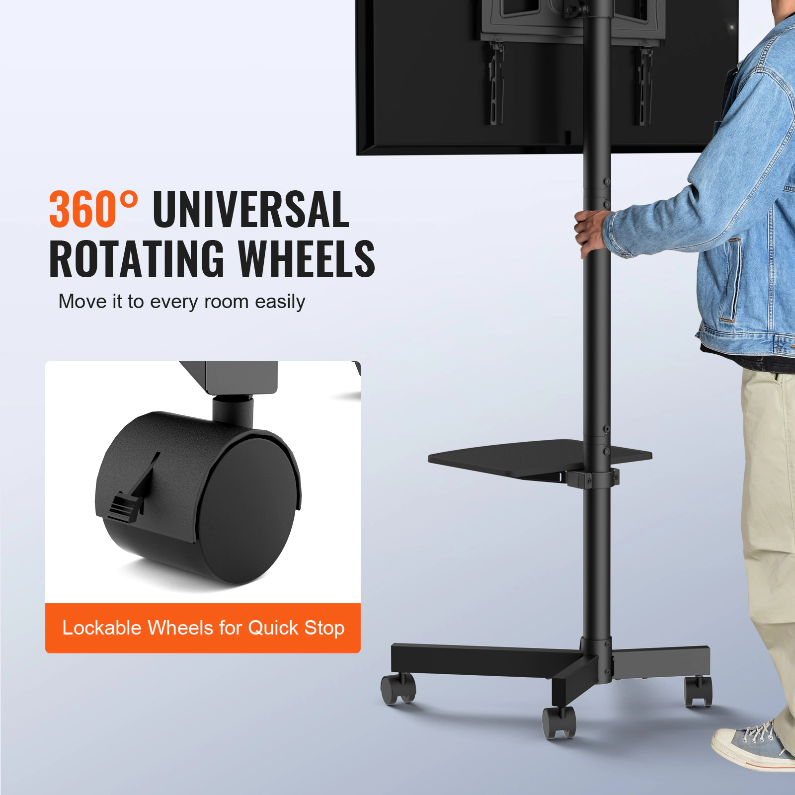 HONGGE Portable TV Stand with Height Adjustable Mount for Bedroom Living Room