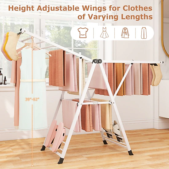 SlickBlue 2-Tier Folding Clothes Drying Rack with Shoe Racks