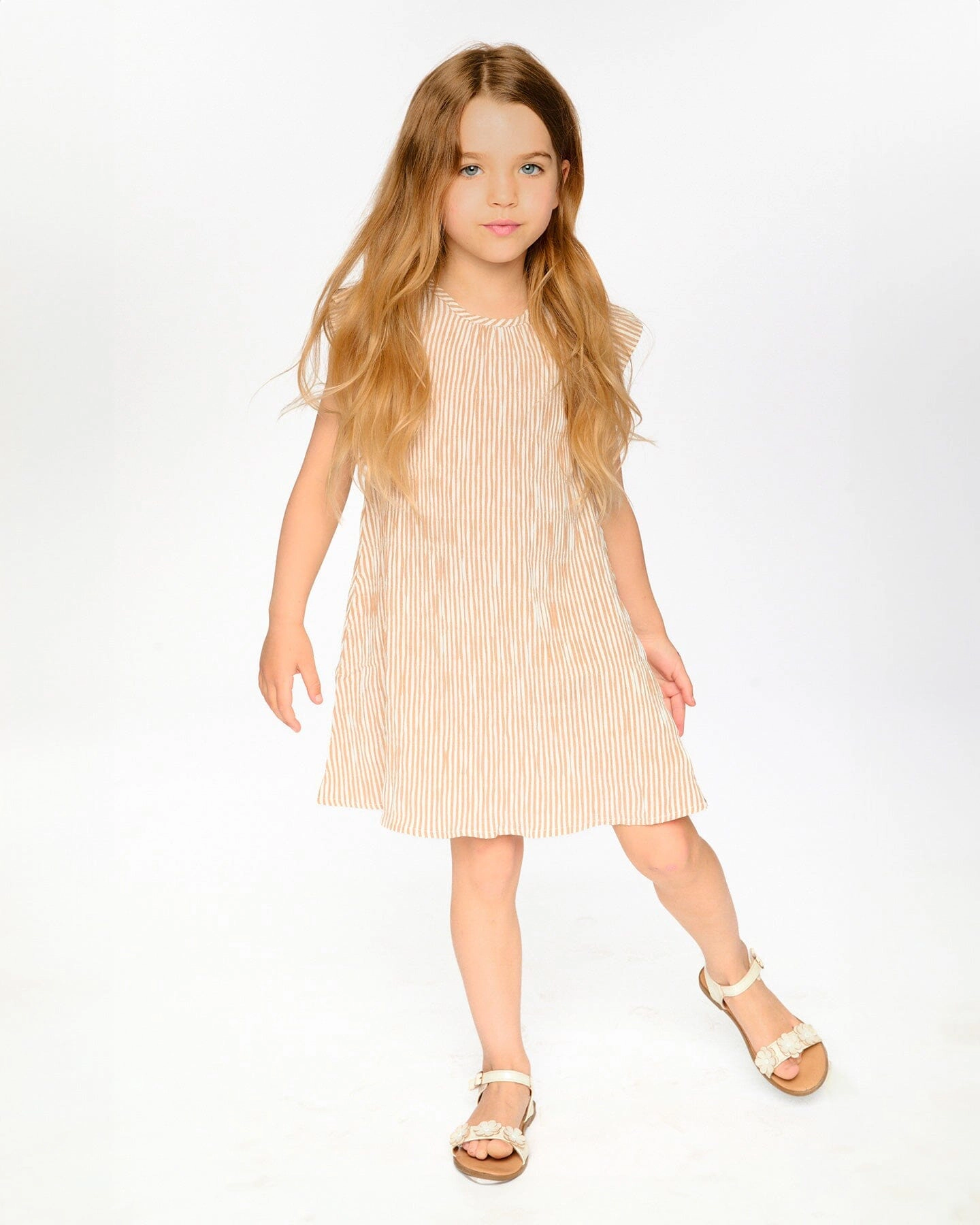 Deux par Deux Girls Striped Cap Sleeve Dress