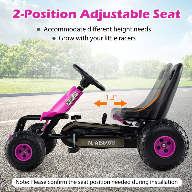 Hivvago Kids Pedal Go Kart with Steering Wheel and Gear Shifter and Handbrake