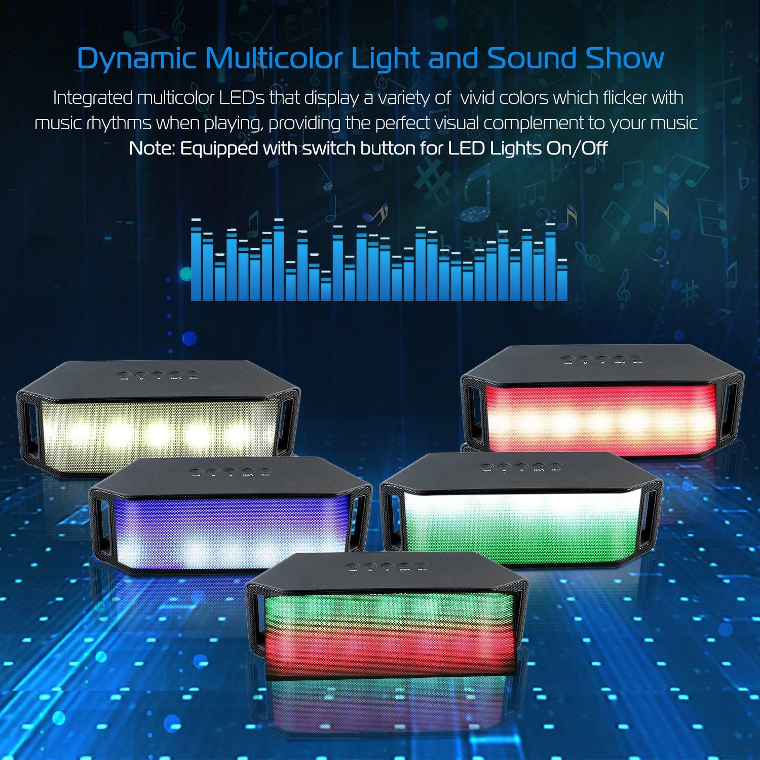 GBruno LED Wireless Speaker With FM Radio And Lights