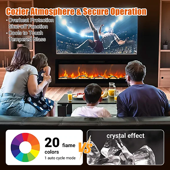 BebreezChic 60 Inch Smart WiFi Recessed Wall Mount Multi Color Linear ...