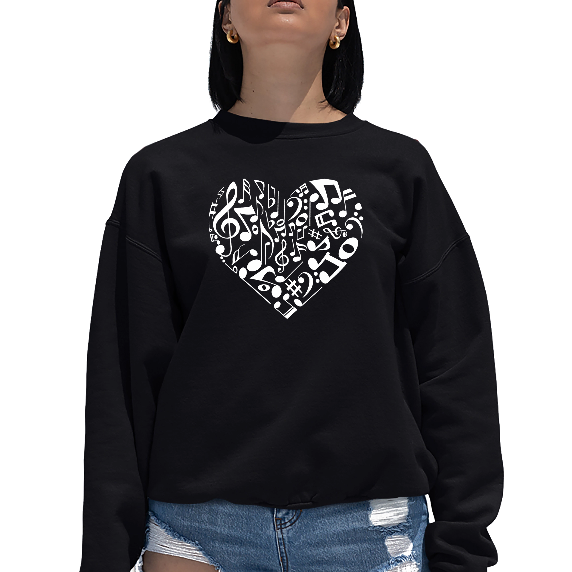 LA Pop Art Heart Notes - Women's Word Crewneck Sweatshirt