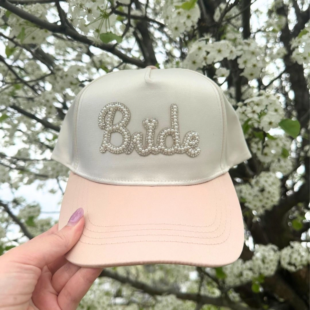 CTM Bride To Be Satin Pearl Beaded Hat for Women