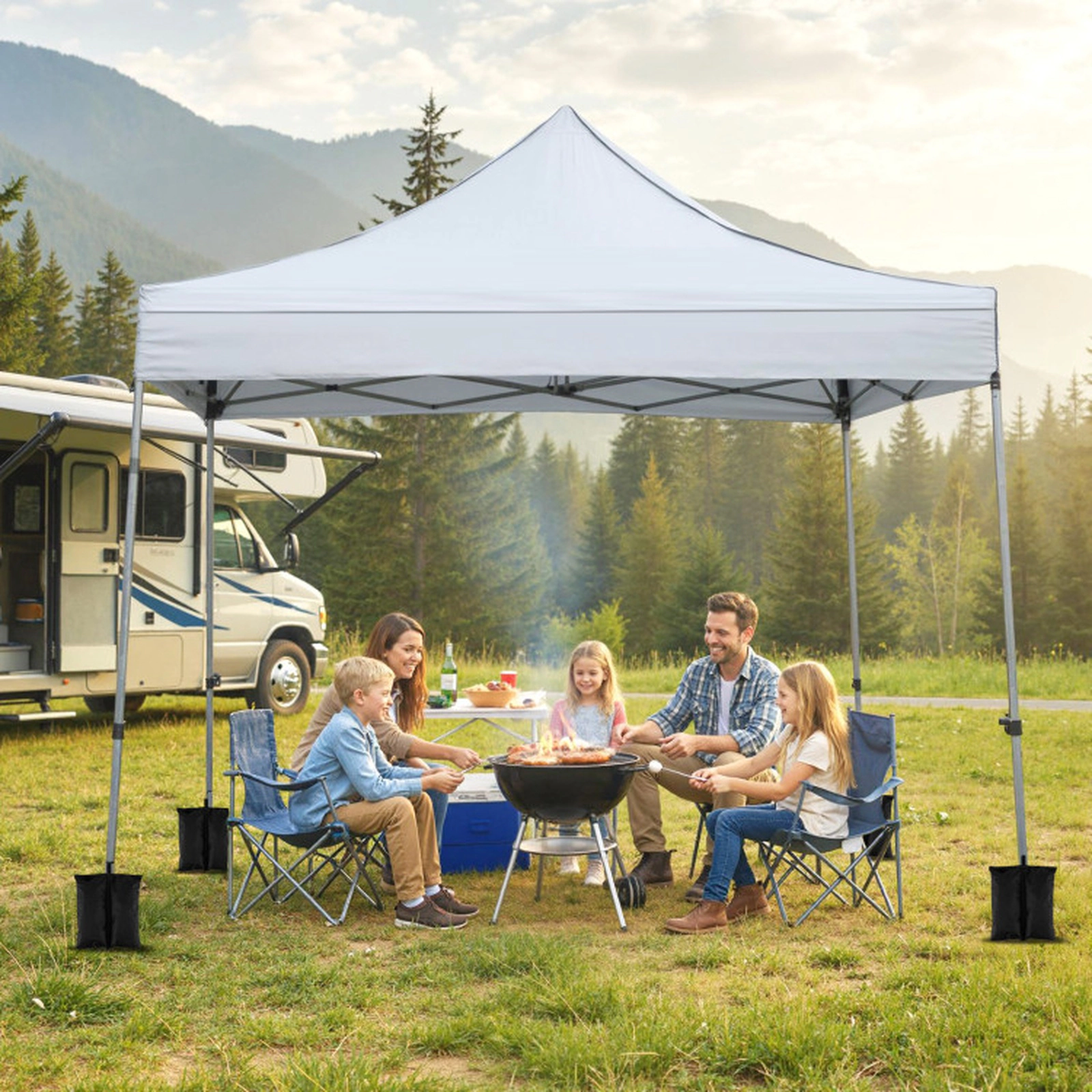 SUGIFT Gray 10-ft by 10-ft 420D Oxford Pop Up Canopy Tent with 3 Sidewalls Awning and Wheeled Bag
