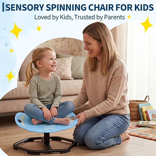 BebreezChic Sensory Spinning Chair for Kids, Glow in Dark Elephant, ADHD, Handles
