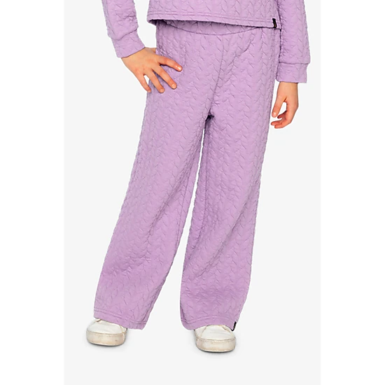 Deux par Deux Girls Quilted Diamond Jacquard Wide Leg Pants