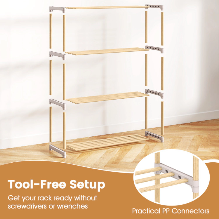Hivvago Solid Wood Shoe Rack with Slatted Open Shelves