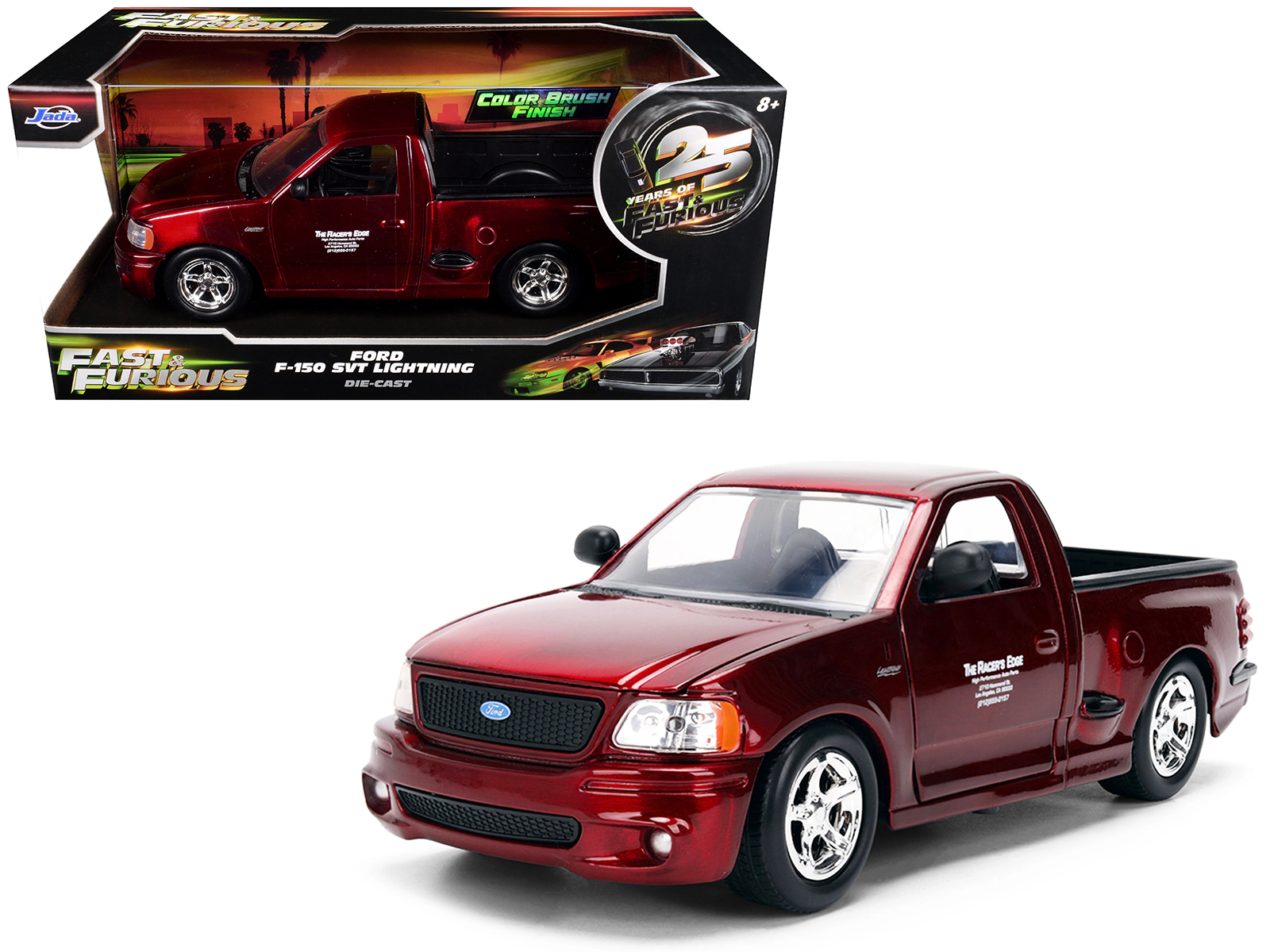Jada Ford F-150 SVT Lightning Pickup Truck Red Color Brush Finish "The Fast and the Furious" (2001) Movie "25
