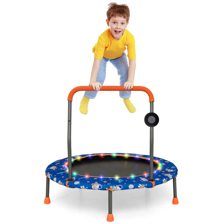 Hivvago 36 Inch Mini Trampoline with Colorful LED Lights and Bluetooth Speaker