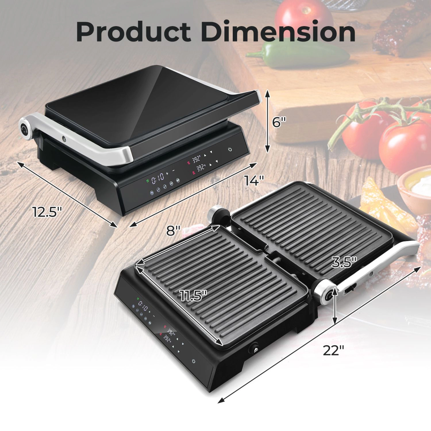 Slickblue 3 in 1 Electric Panini Press Grill with LED Control