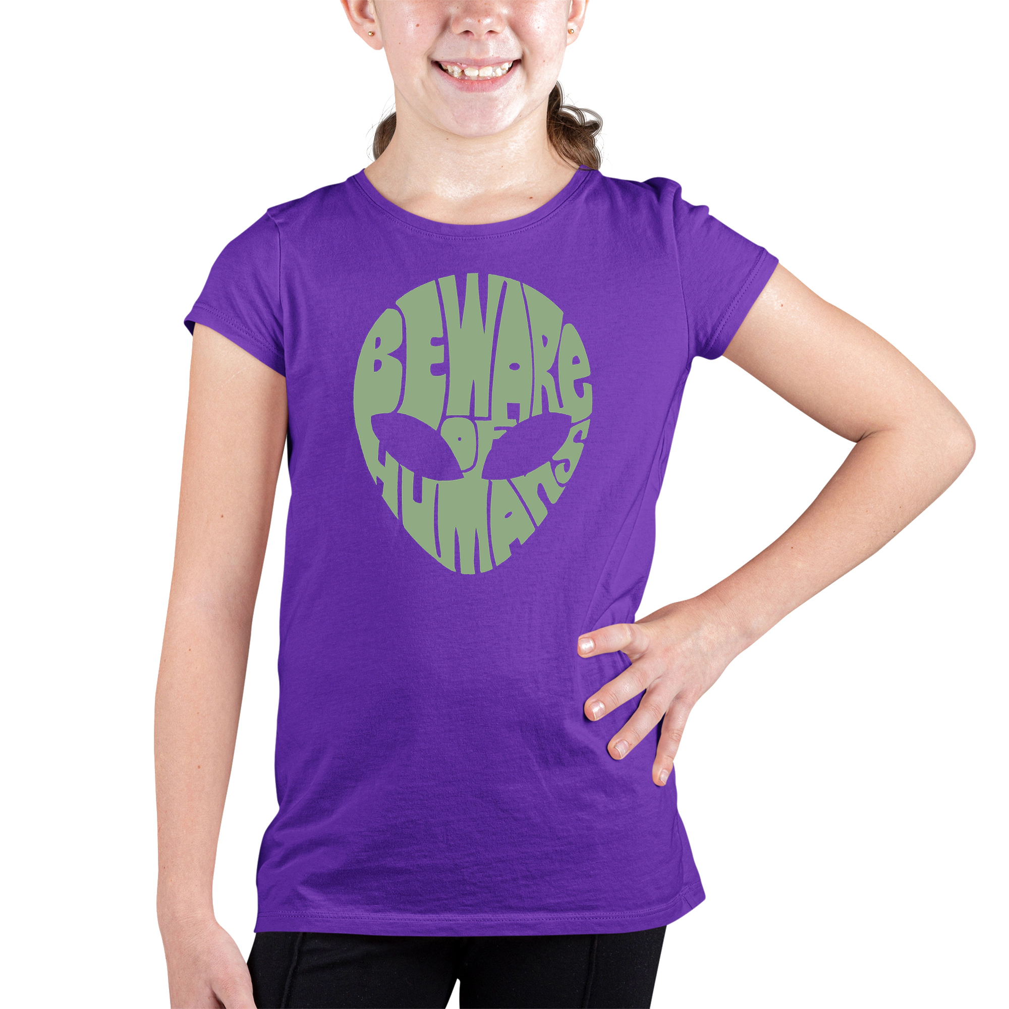 LA Pop Art Girls Word T-Shirt - Beware of Humans