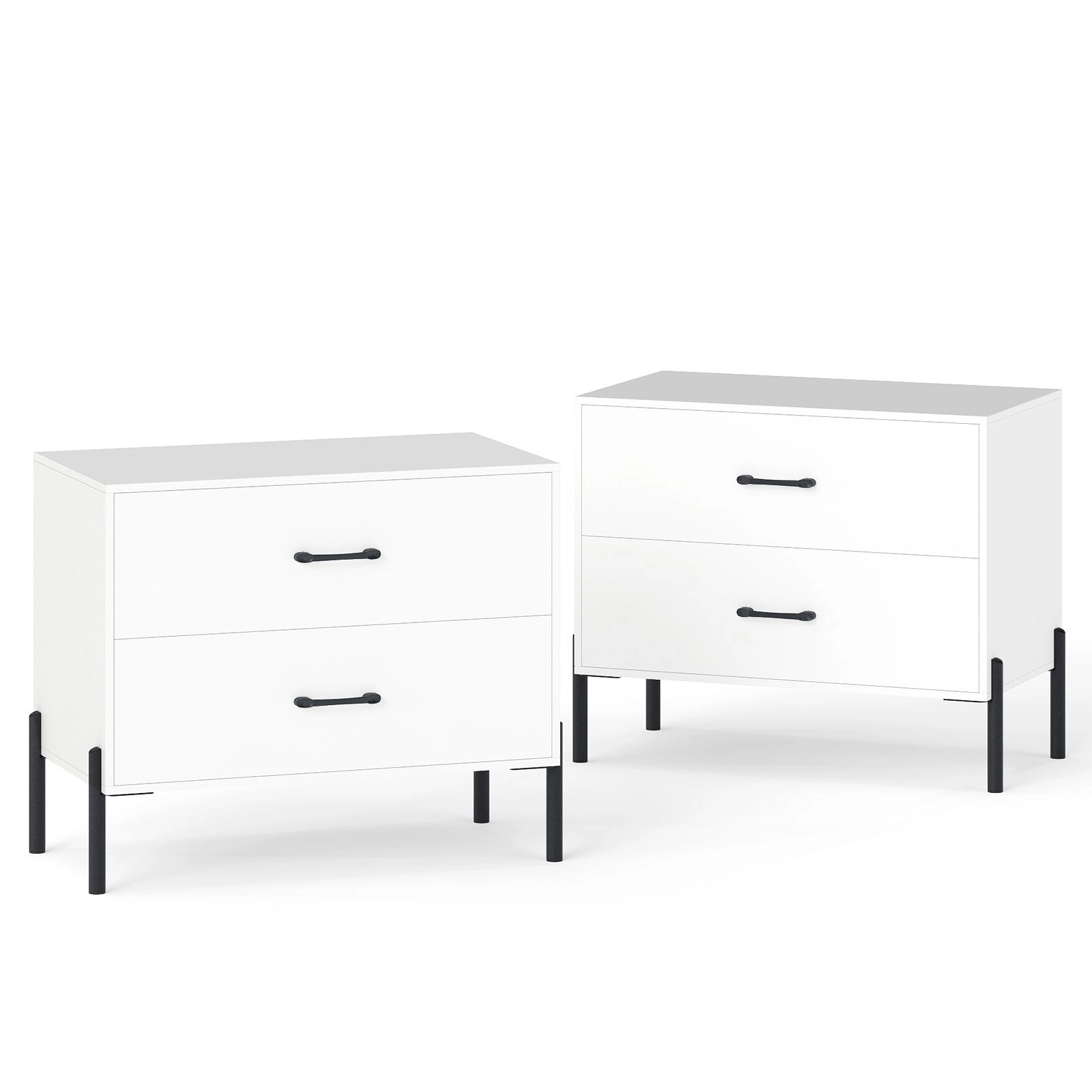 SlickBlue 2 Drawer Dresser Nightstand with Storage Cabinet