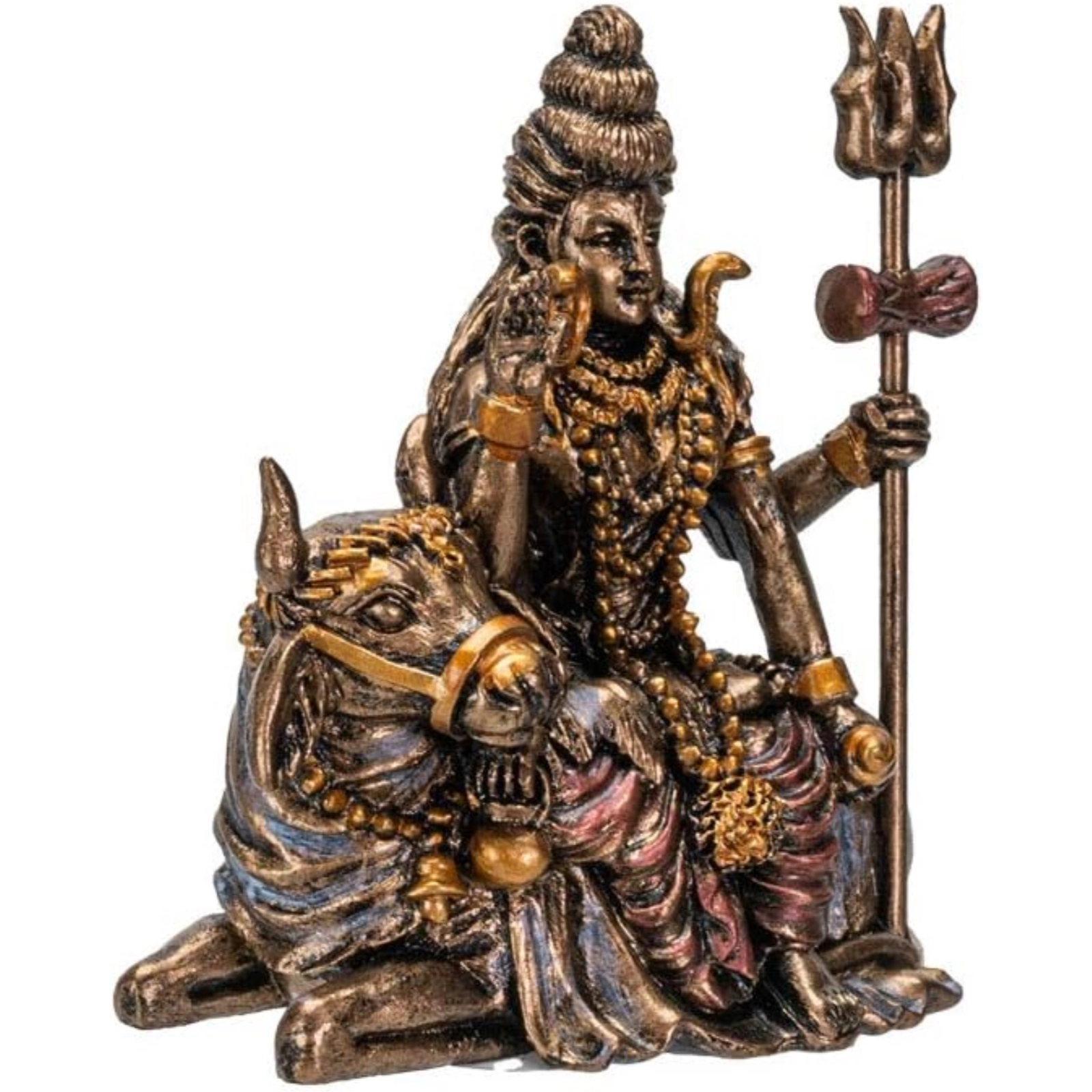 Pacific Giftware Hindu God Lord Shiva Miniature Statue Resin Gold Figurine 2.75 inch