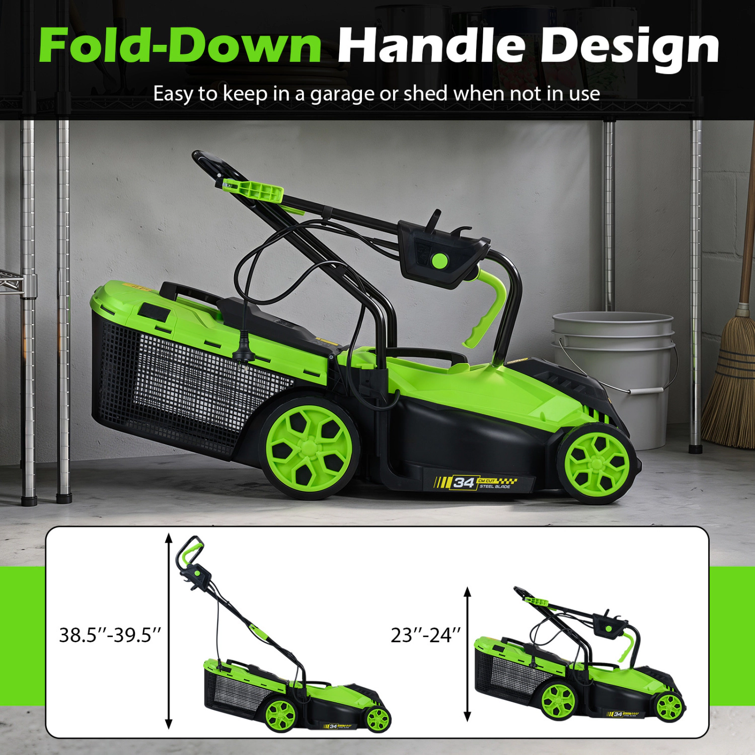LJG -Inch 12-Amp Corded Electric Lawn Mower with -Position Height Adjustment