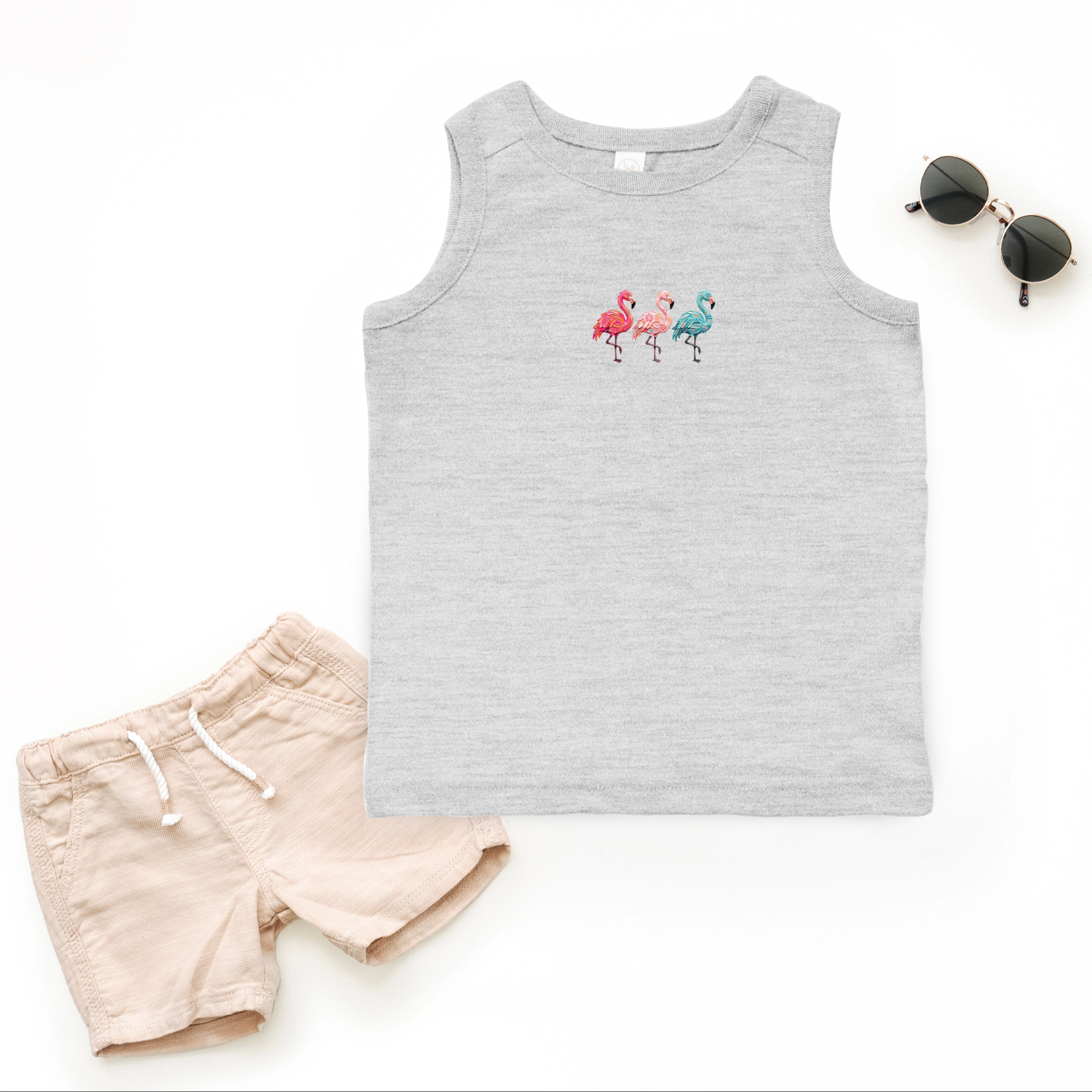 The Juniper Shop - Three Flamingos Toddler Graphic Tank