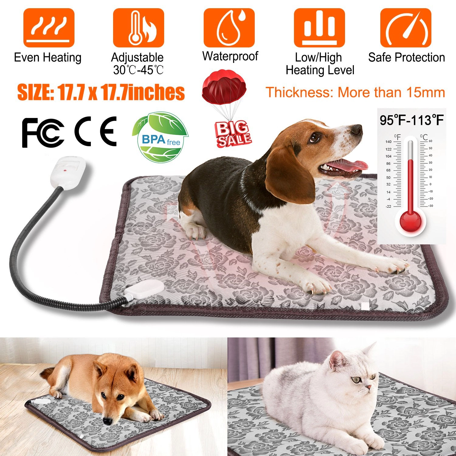 GBruno Waterproof Adjustable Pet Heating Pad