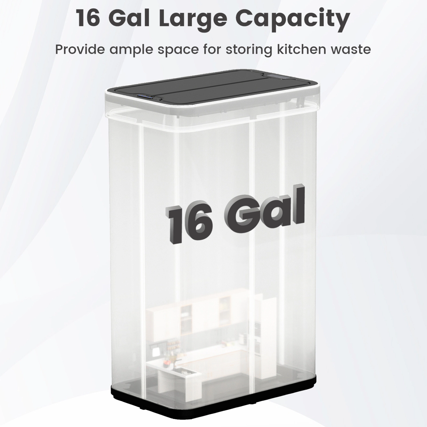 LJG 16 Gallon Trash Can with Wing Lids for Bedroom Bathroom Kitchen