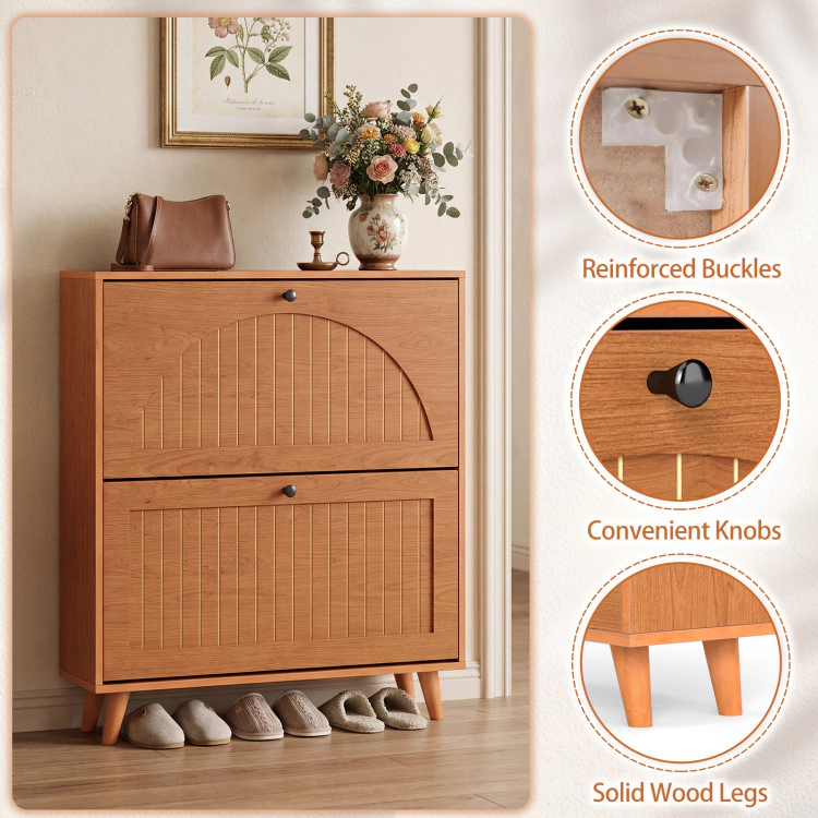 Hivvago Narrow Shoe Cabinet With Adjustable Removable Shelves For Entryway