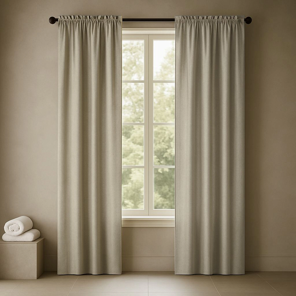 Kate Aurora 1 Piece Flax Semi Sheer Rod Pocket Beige/Linen Curtain Panel - 84 in. Long