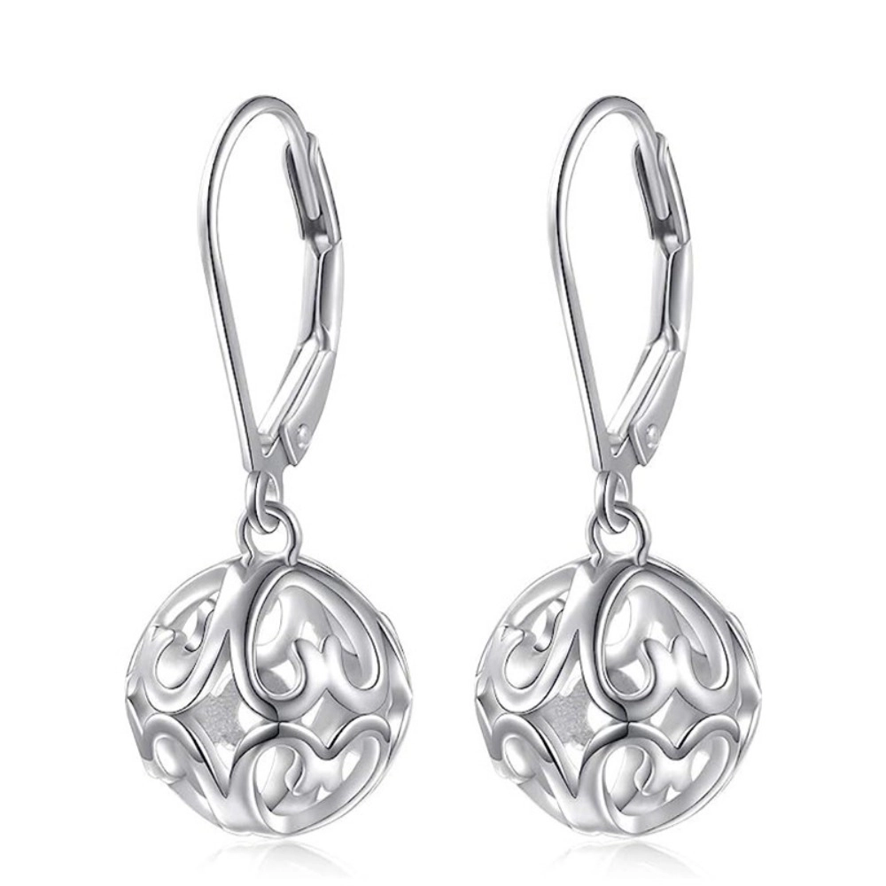 Wardrobe Whimsy Vintage Hollow Round Ball Leverback Dangle Earrings for Women