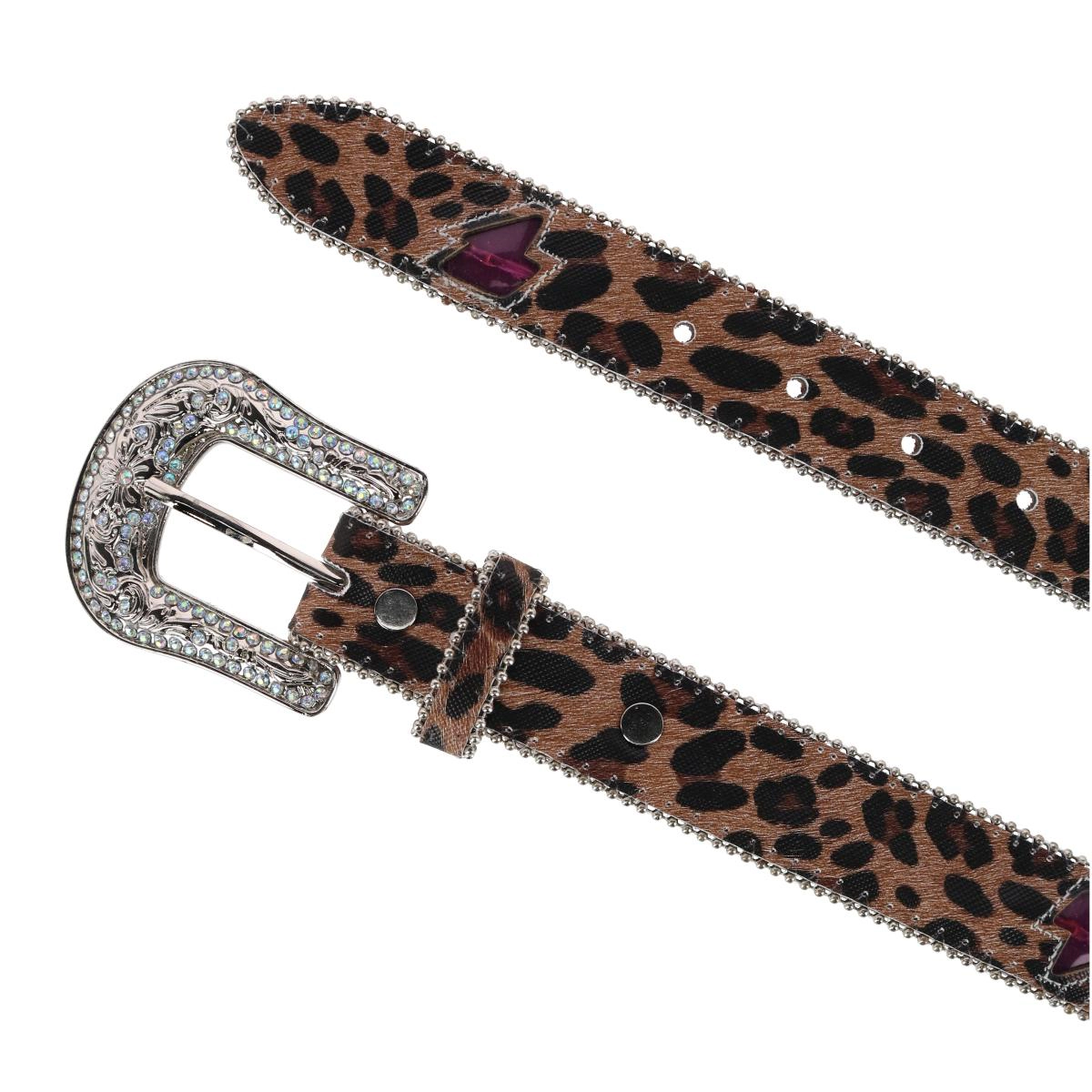 Angel Ranch Girls Leopard Print Western Belt with Light Up Lightning Bolts