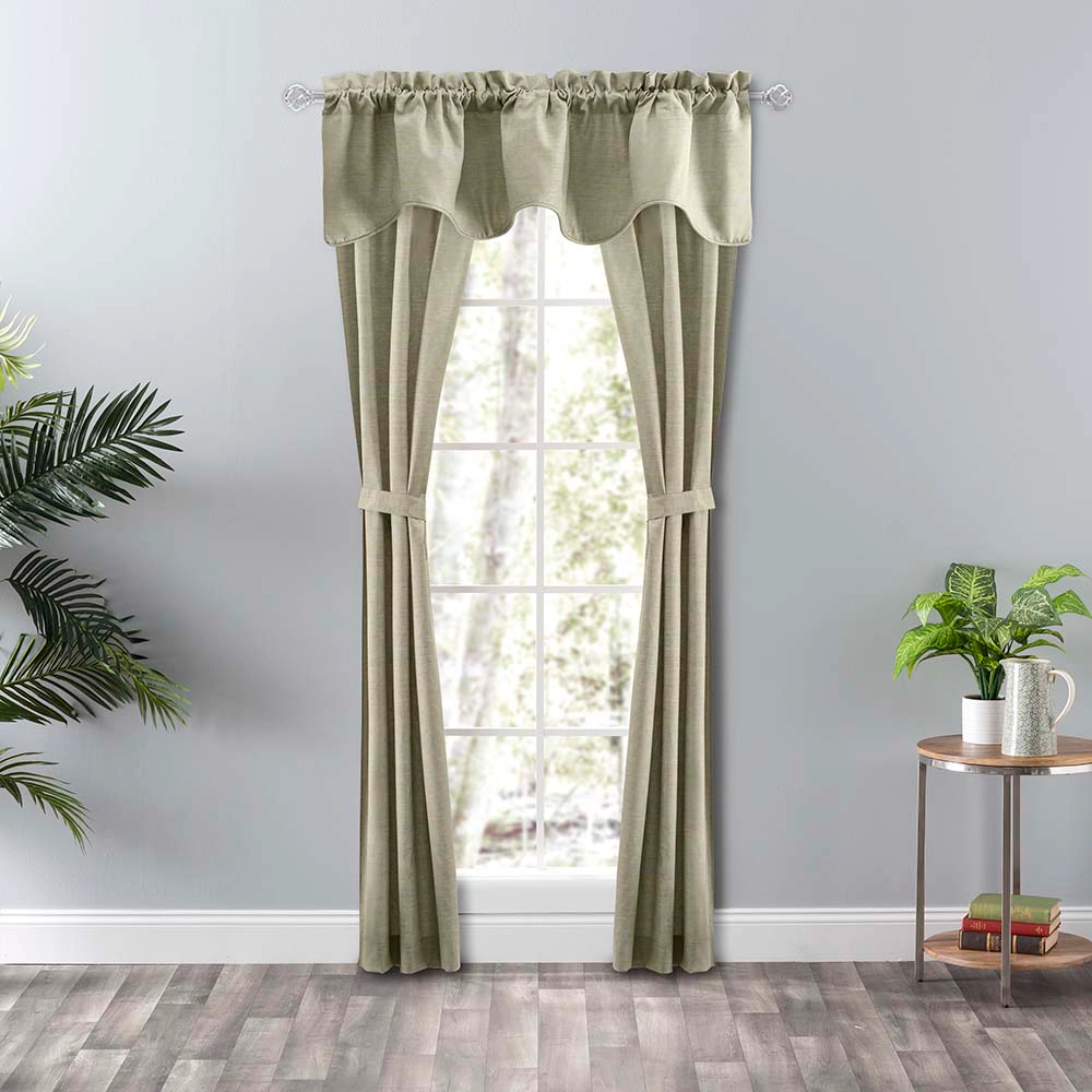 Ellis Curtain Lisa Solid Poly Cotton Duck Fabric Lined Scallop Window Valance 58" x 15" Mist