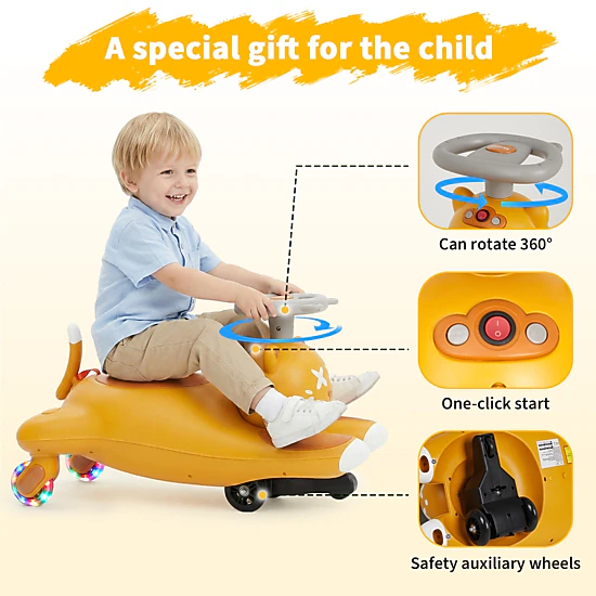 Howbow 6V Rechargeable Kids Electric Wiggle & Swing Ride-On Car with ...