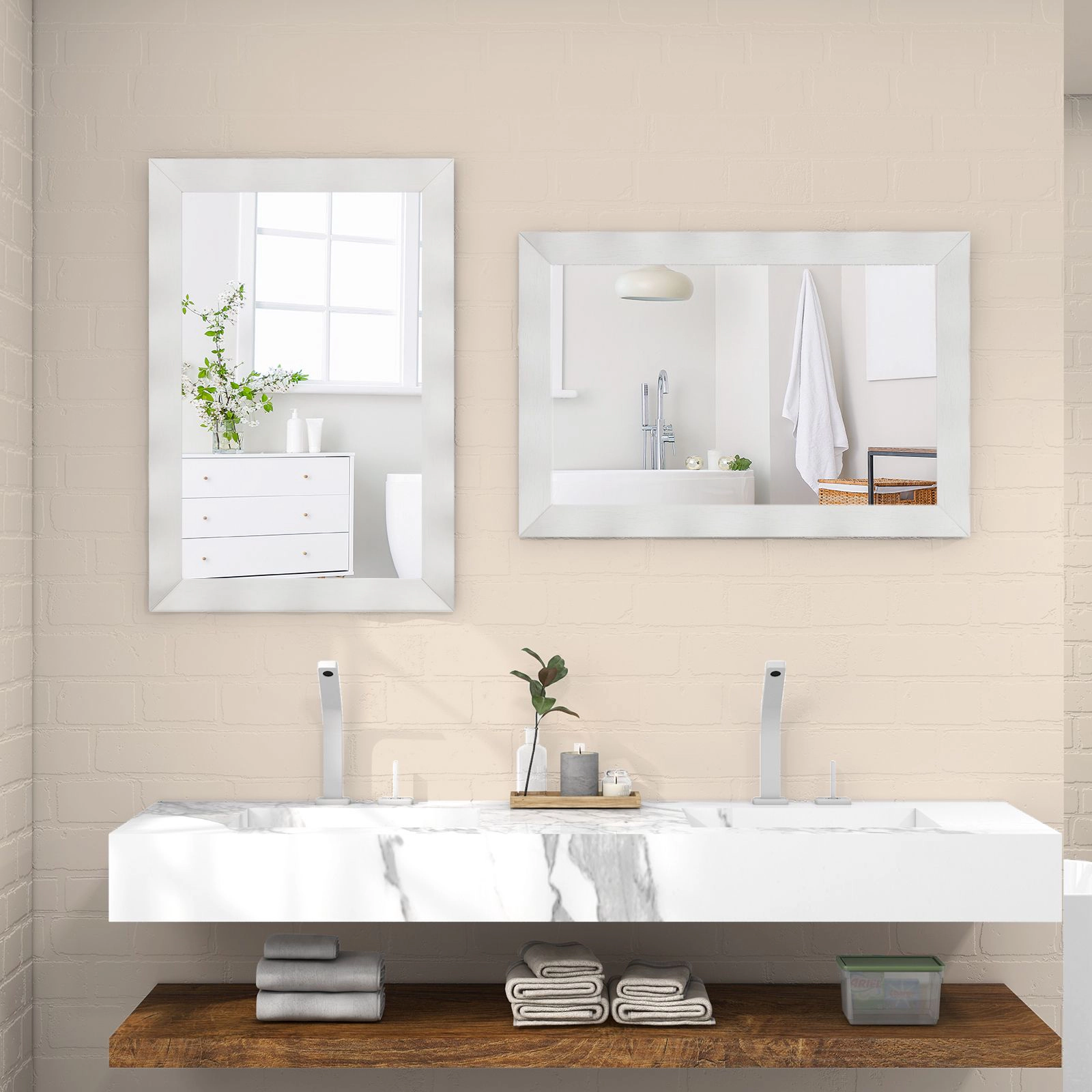 SlickBlue Unisex Farmhouse Rectangular Wood Frame Wall Mirror