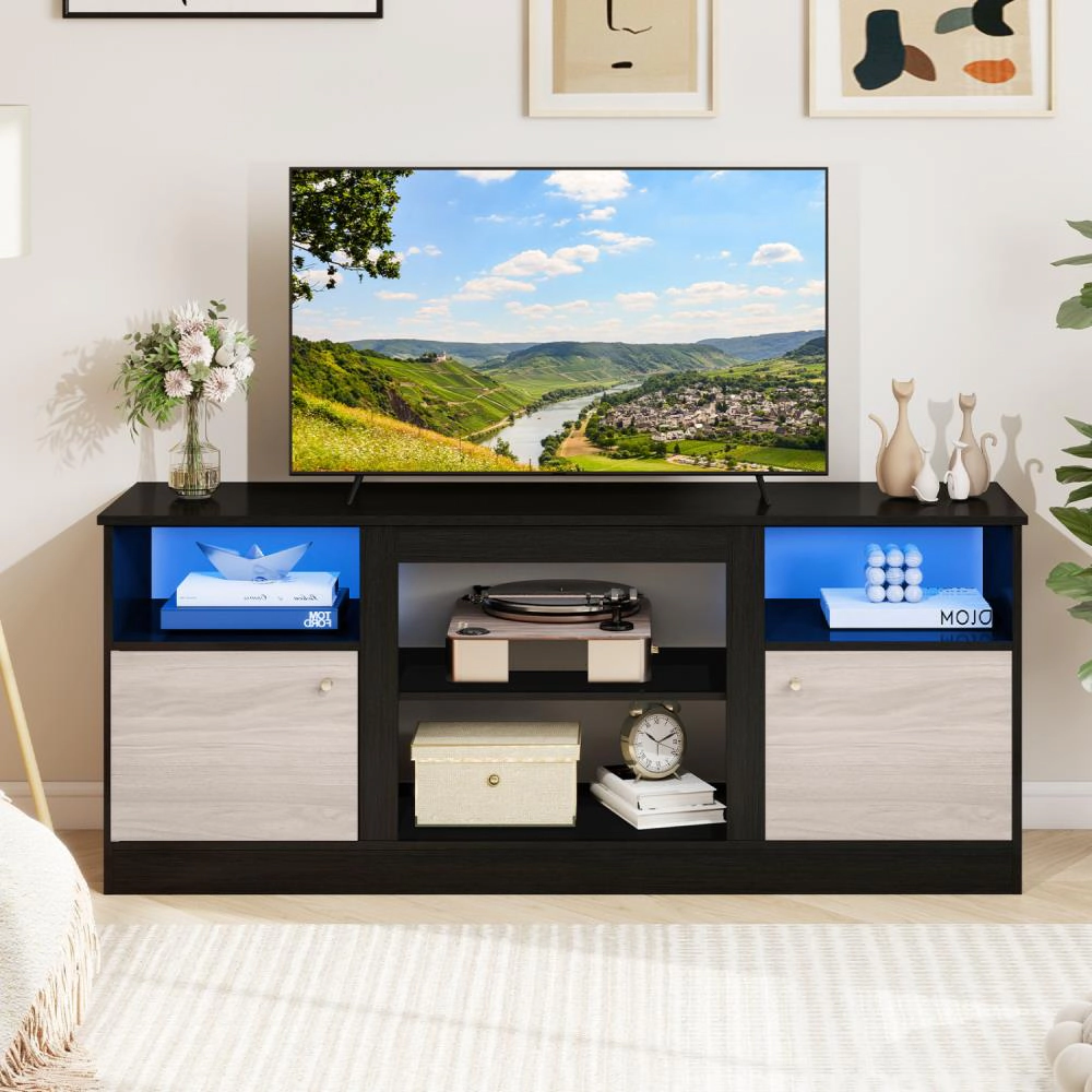 Hivvago Entertainment Center With Adjustable Shelf & Open Compartment For 65” Tvs