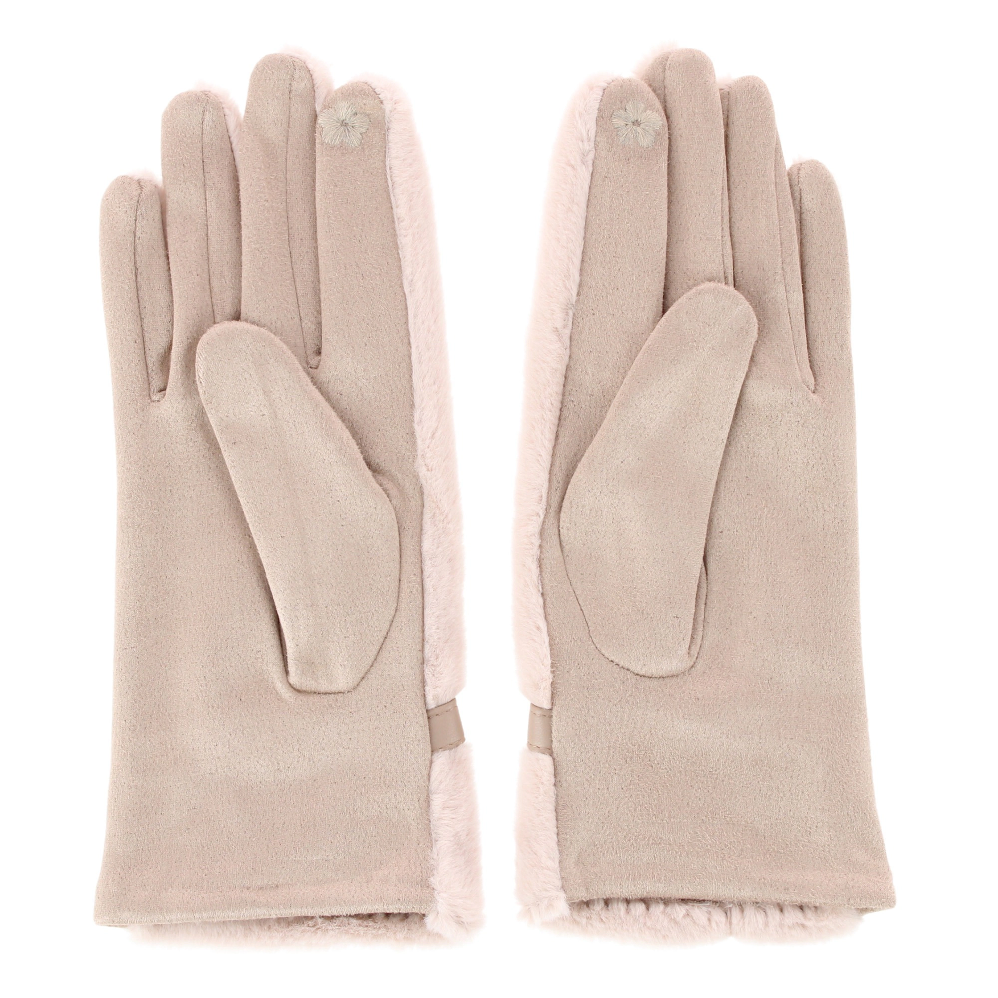 David & Young Women's Tech Touch Suede and Synthetic Fur Gloves with Buckle