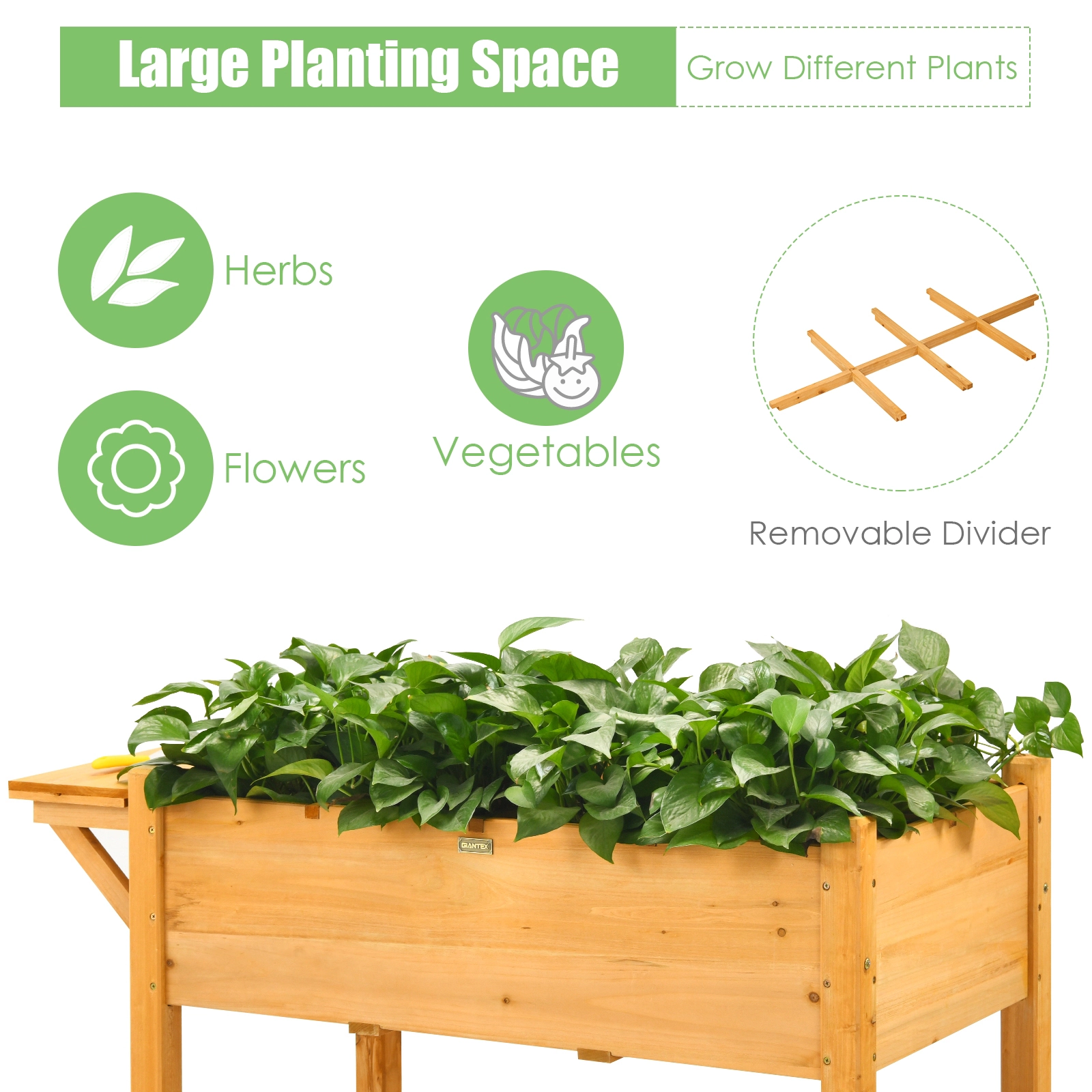 Slickblue Outdoor Wooden Raised Garden Bed with Shelf Planter