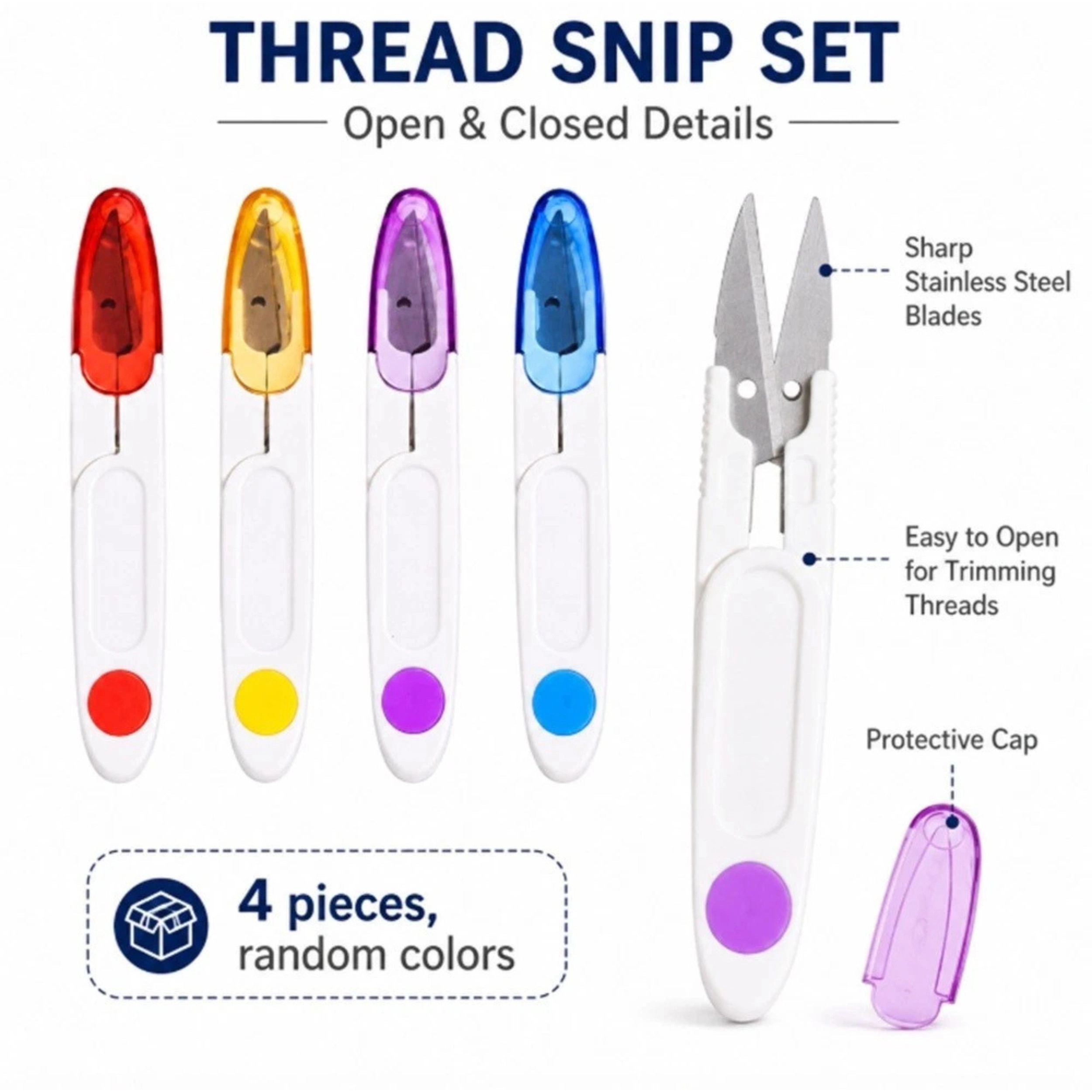 Home Collection Pack of 4 Embroidery Sewing Snip Thread Cutter Scissors Craft Set