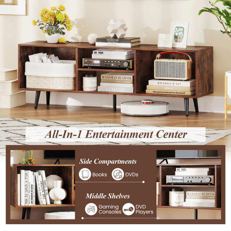 Hivvago 47.5 Inches Tv Stand For 55-Inch With Compartments And Metal Legs-White