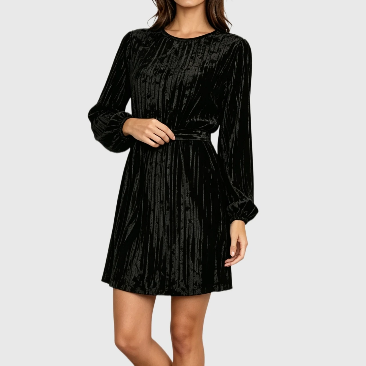 YesFashion Women's Semi Formal Velvet Mini Dress Long Sleeve Cocktail Party Winter Club