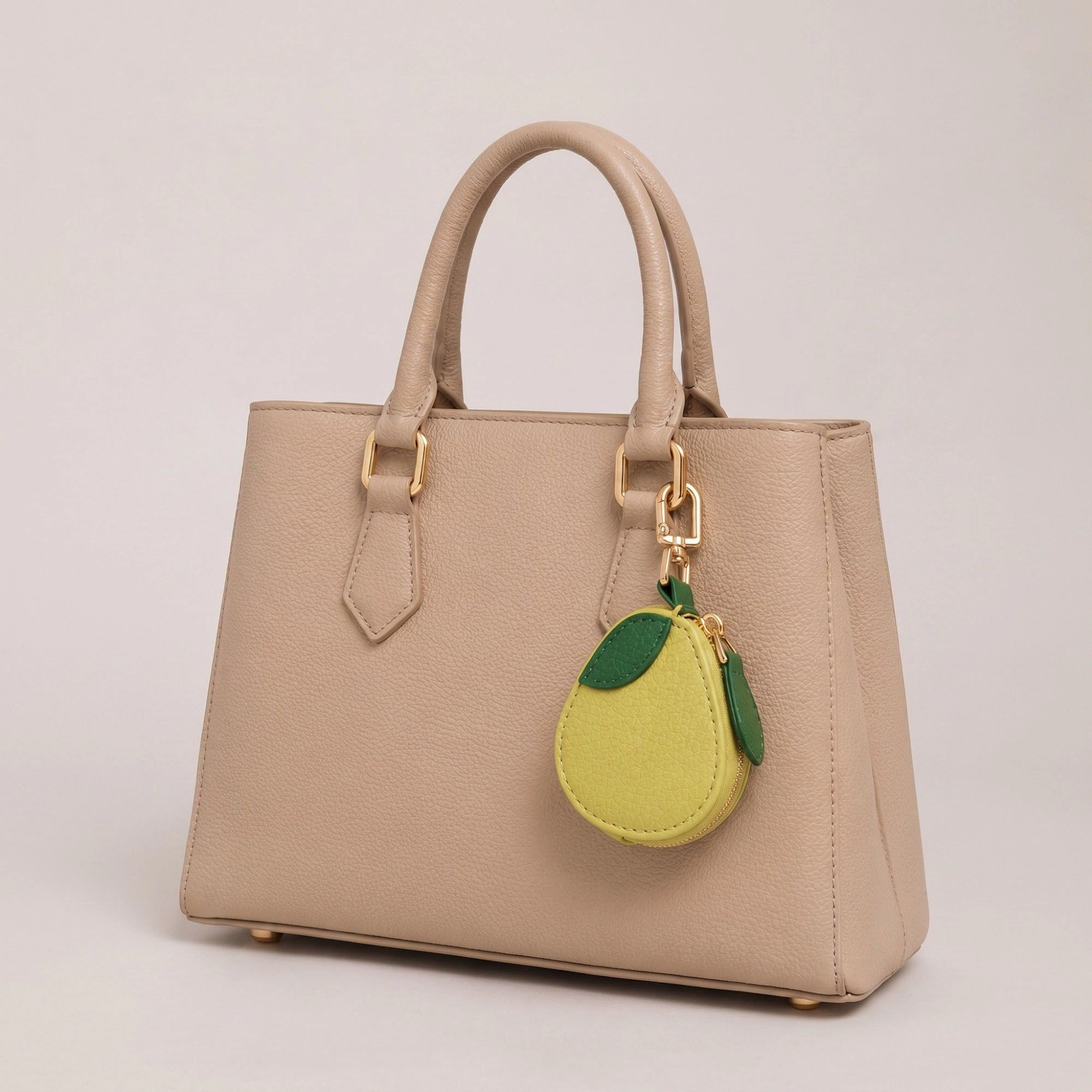 Alilang Women's Orange Pouch Bag Charm with Zipper Closure and Gold Tone Clip