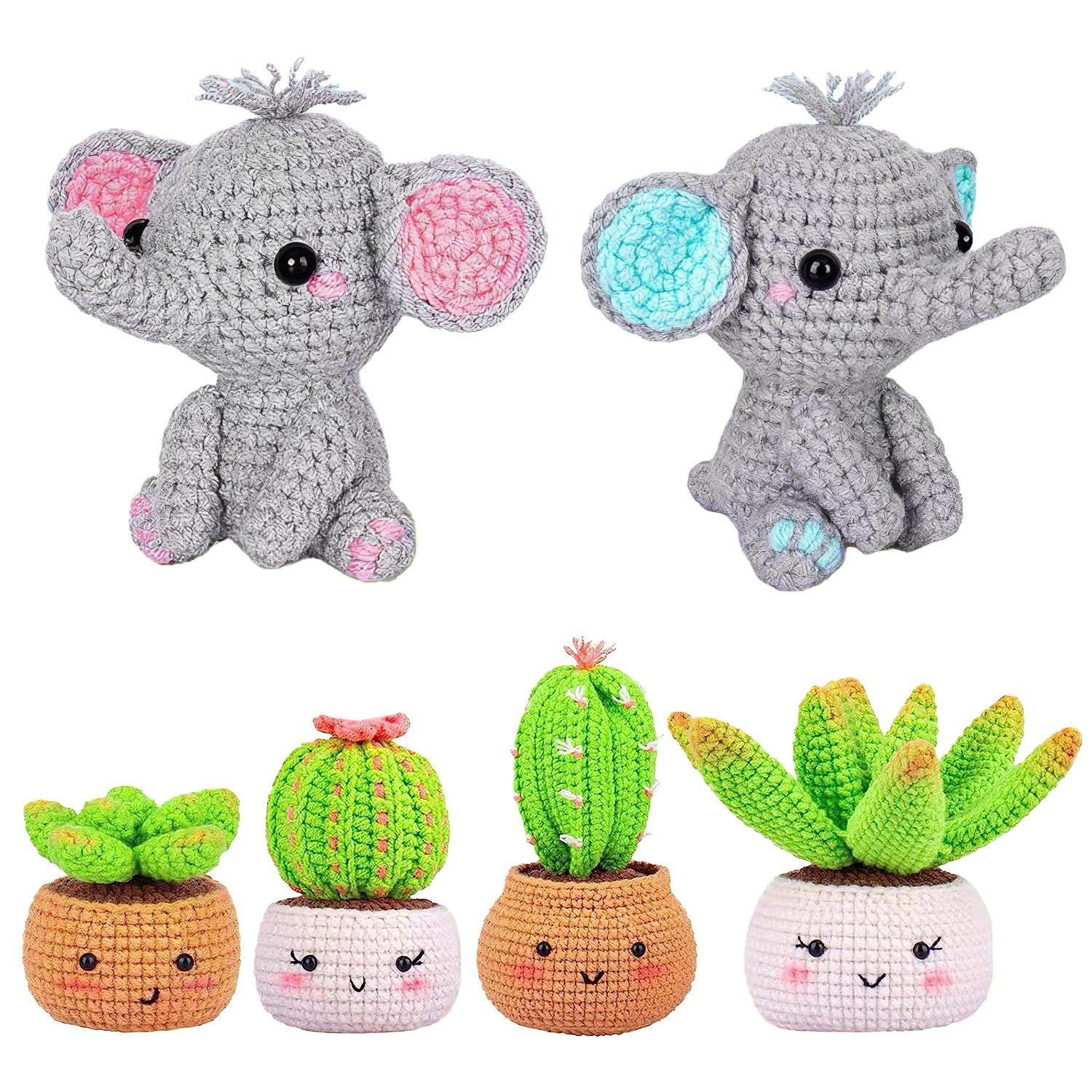 GBruno Beginner Crochet Kit With 2 Elephant Patterns