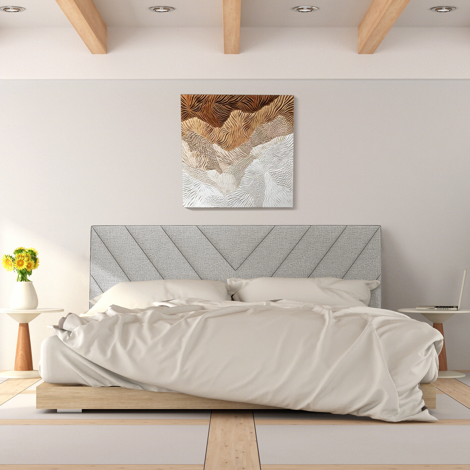 SUGIFT Linen Upholstered Headboard Gray for Full and Queen Size Bed Frames