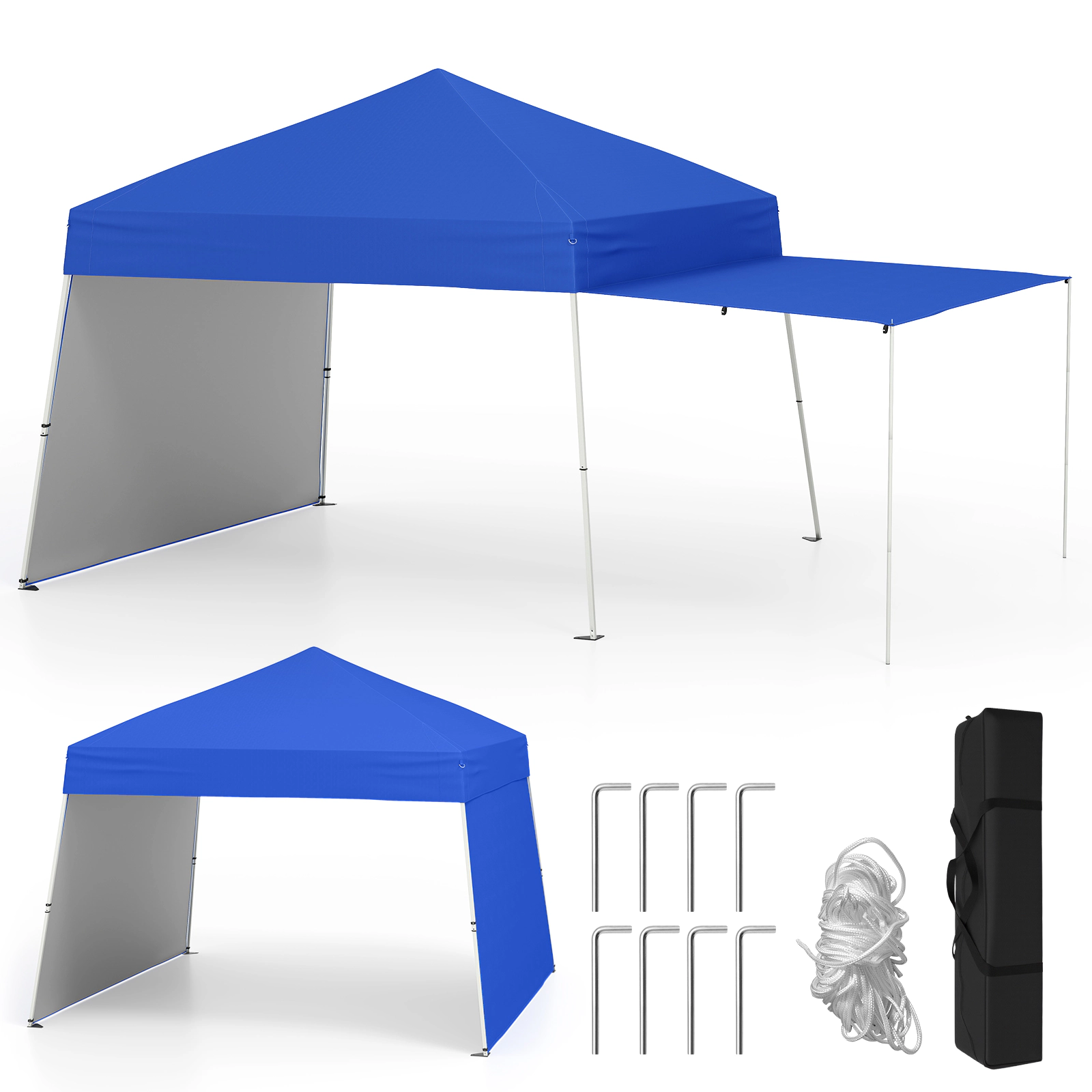 LJG 14 x 9.2 Feet Pop up Canopy Tent with 2 Convertible Sidewalls to Awning and Stakes