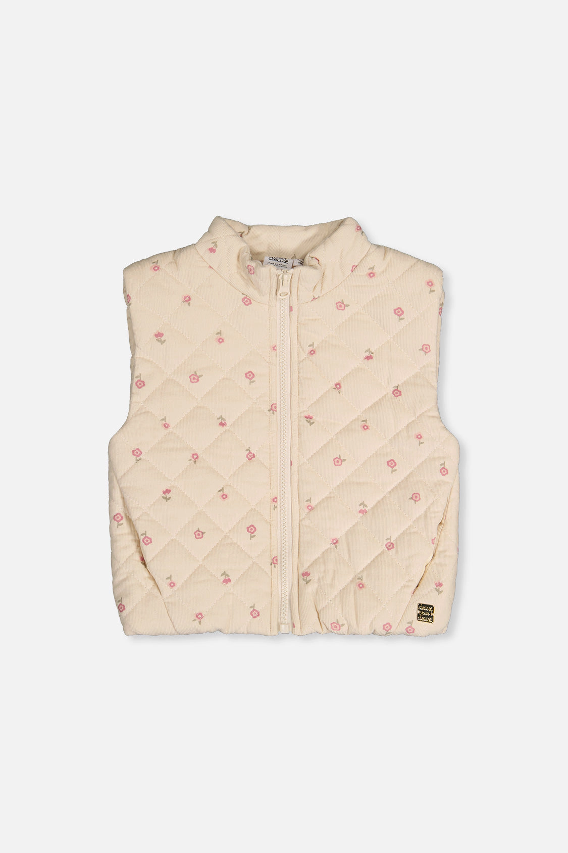 Deux par Girls Floral Print Corduroy Puffy Vest