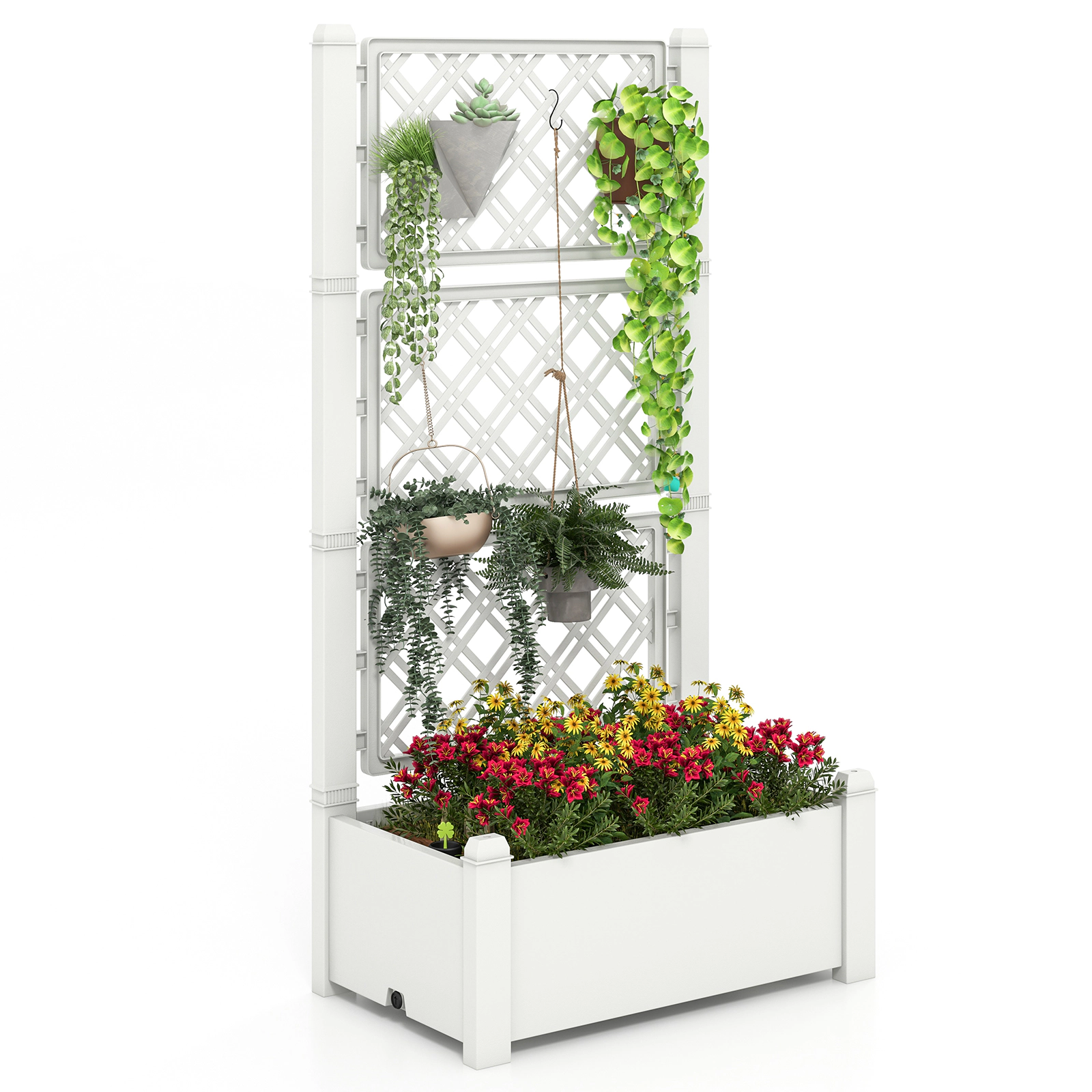SlickBlue Outdoor Self Watering Raised Garden Bed with Trellis