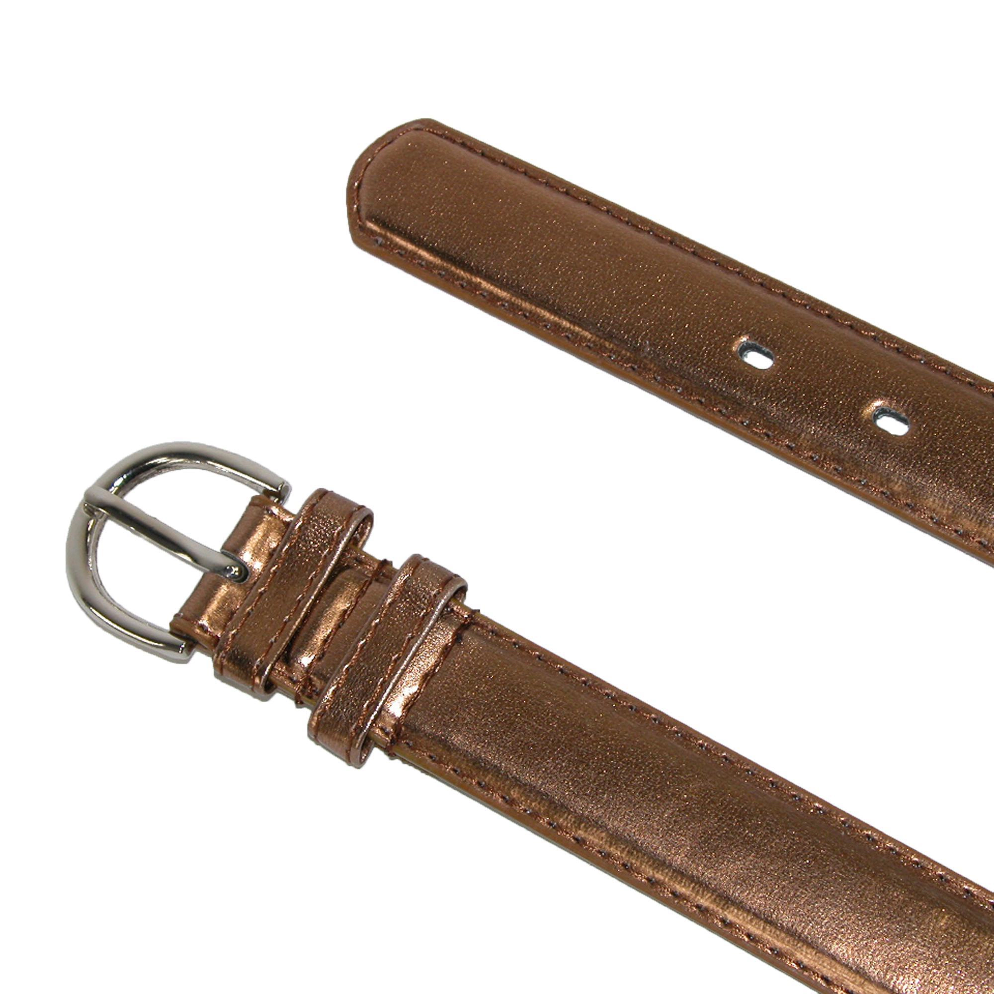CTM Women's 1 1/8 Inch Wide Leather Metallic Dress Belt (Pack of 2 Colors)