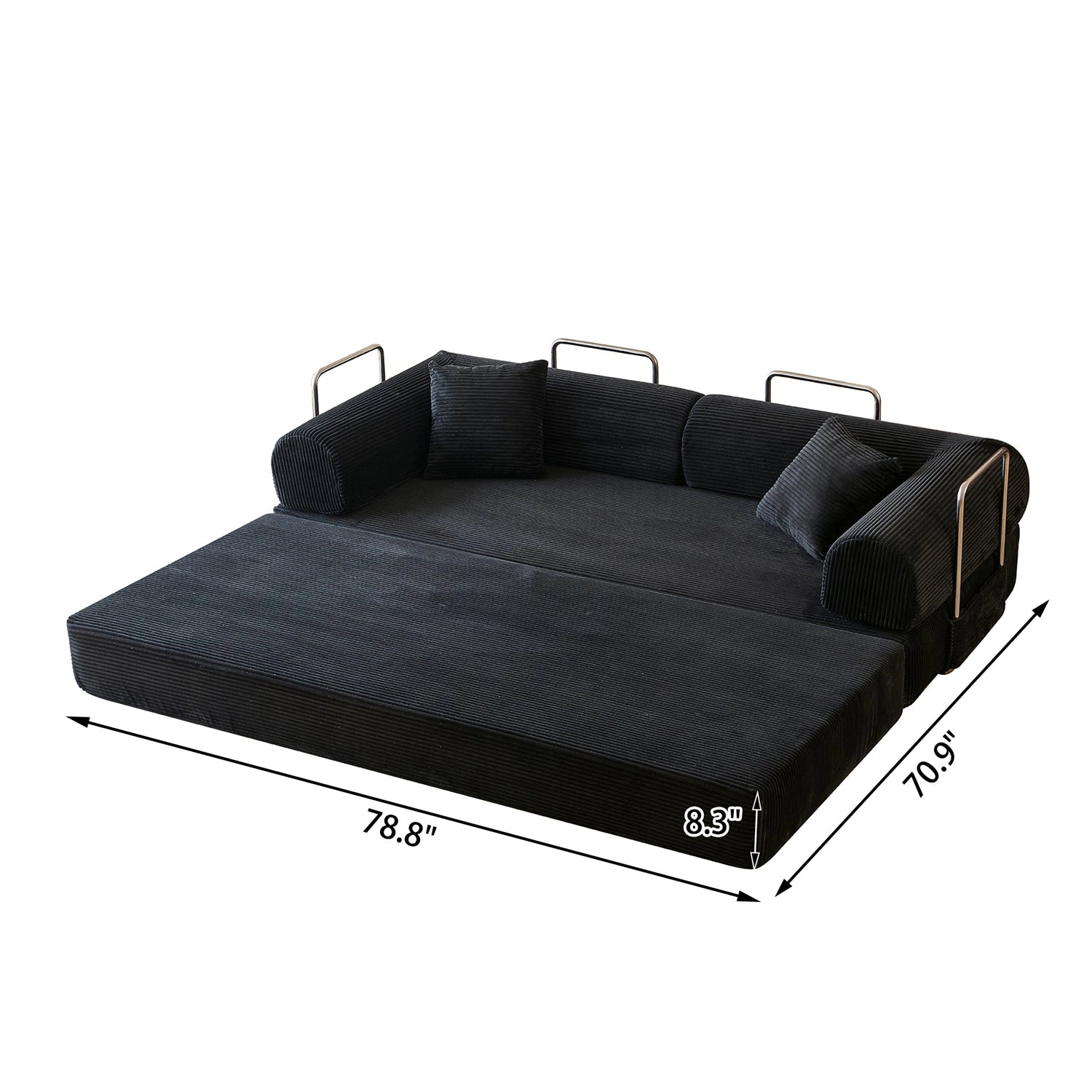 GBruno 3-Seat Convertible Corduroy Floor Sofa Bed