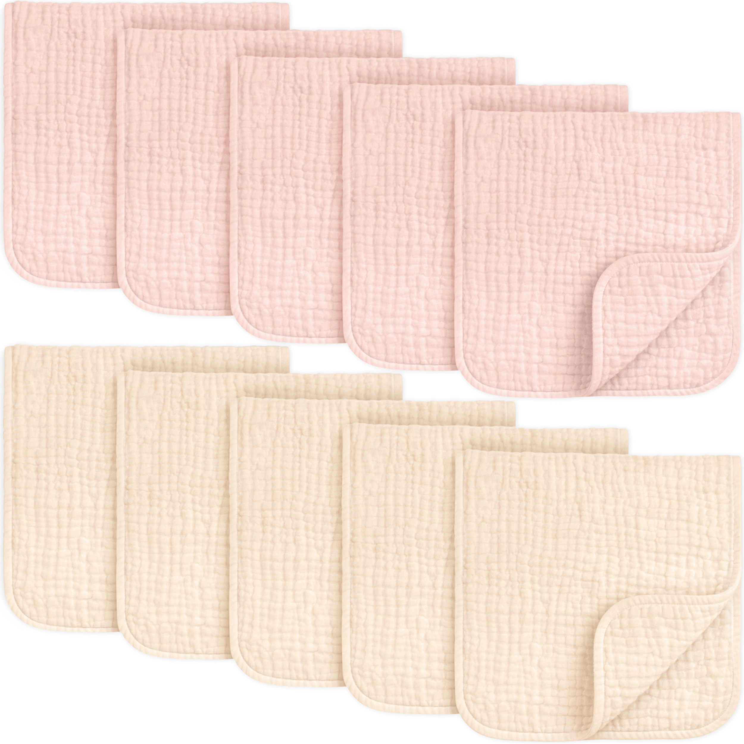 KeaBabies 10-Pack Lyra Muslin Baby Burp Cloths for Boys, Girls